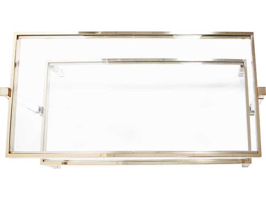 Howard Elliott Goldwyn Rectangular Glass Gold Coffee Table