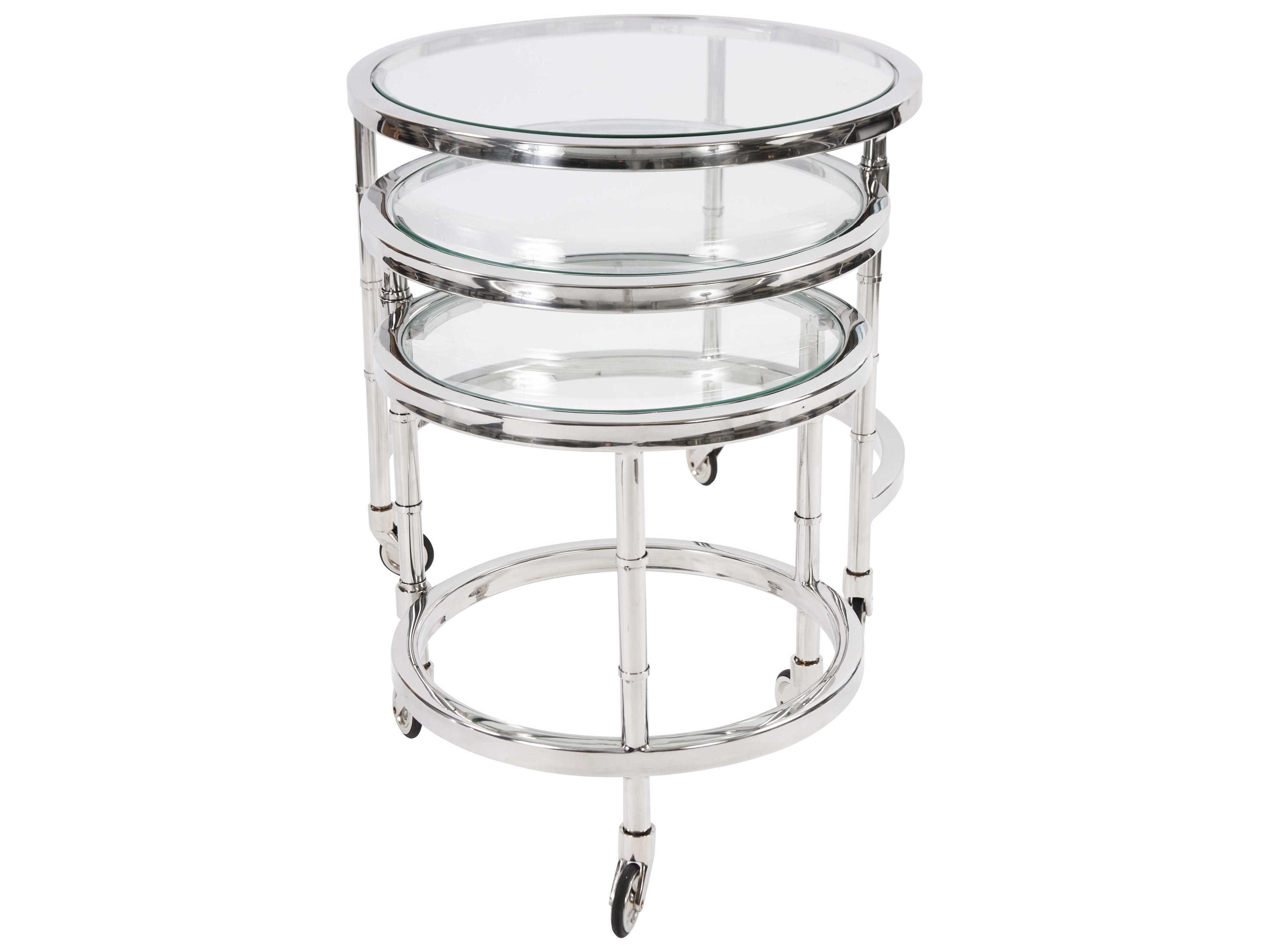 Howard Elliott Telescoping Glass Silver Bar Cart