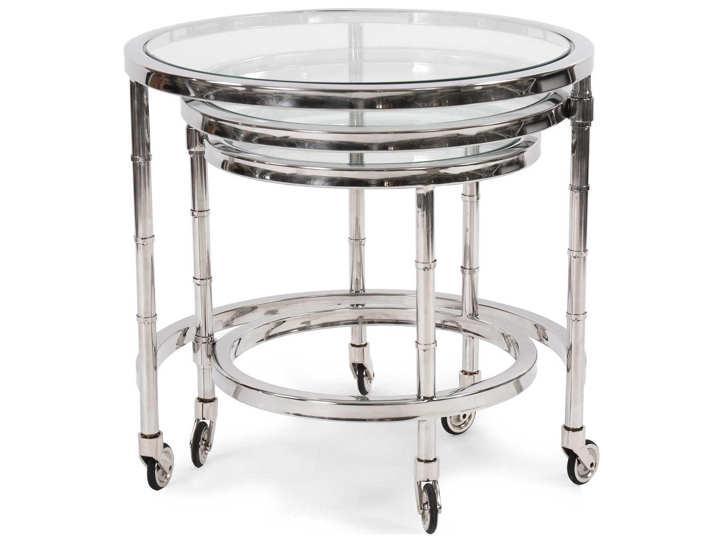 Howard Elliott Telescoping Glass Silver Bar Cart