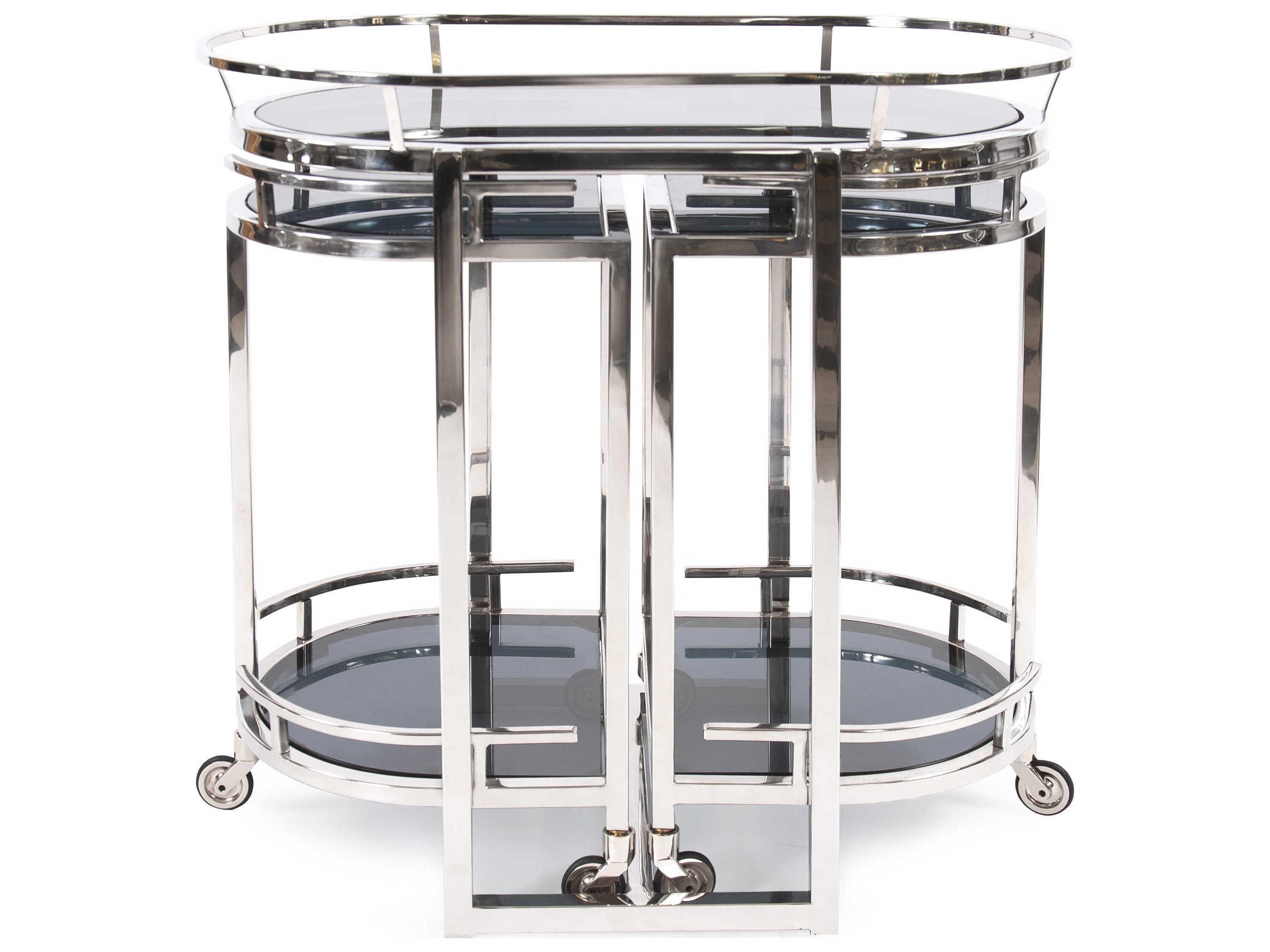 Howard Elliott Nesting Glass Silver Bar Cart