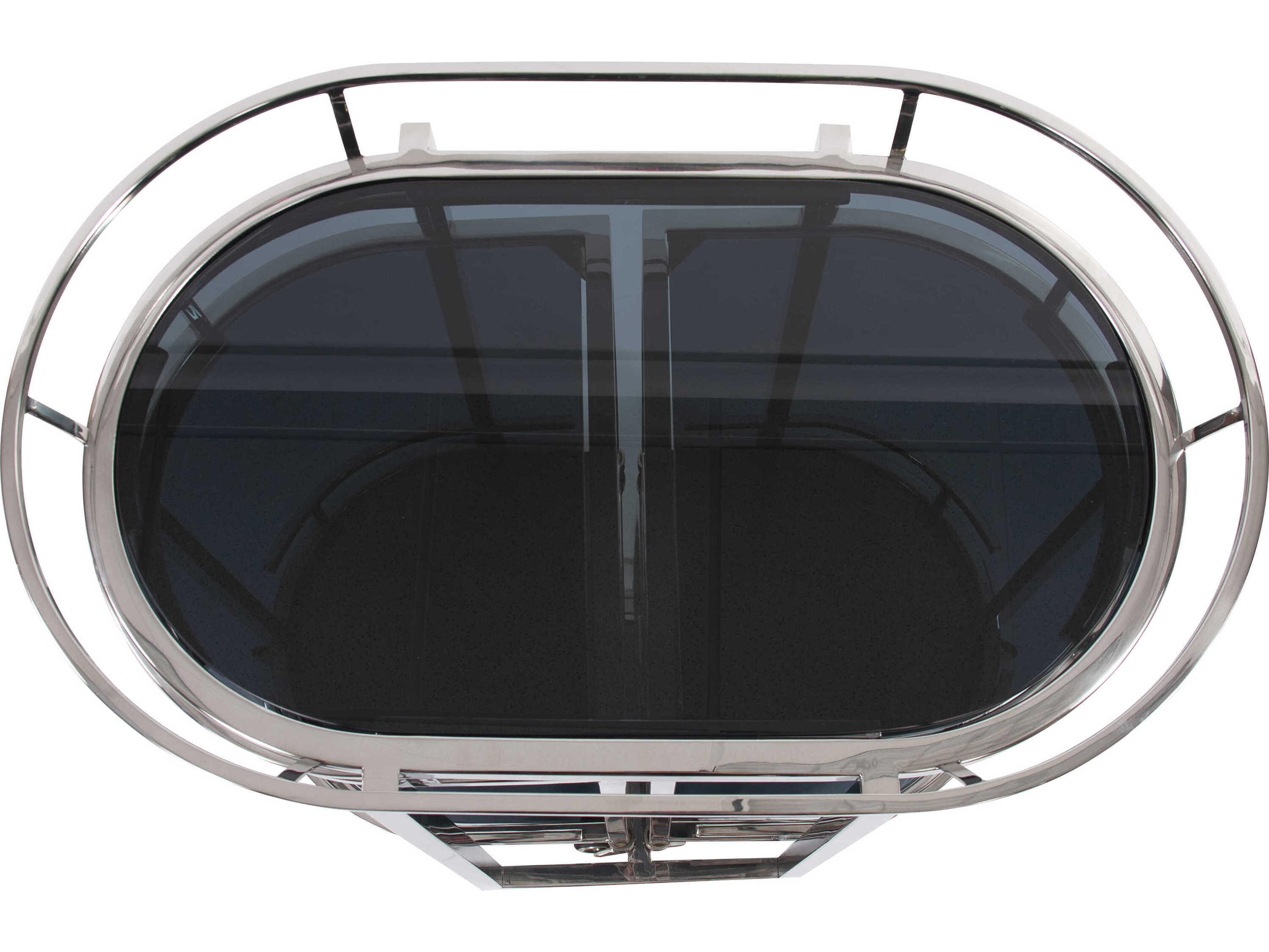 Howard Elliott Nesting Glass Silver Bar Cart