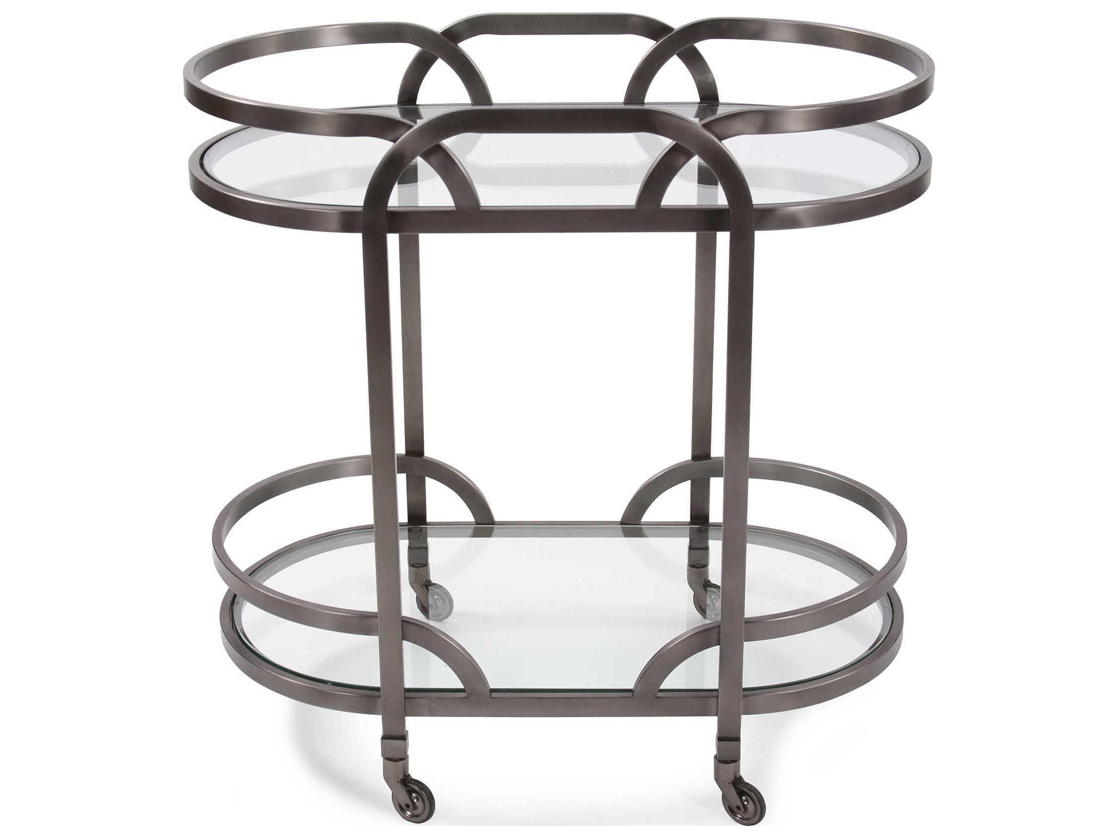 Howard Elliott Glass Black Nickel Bar Cart
