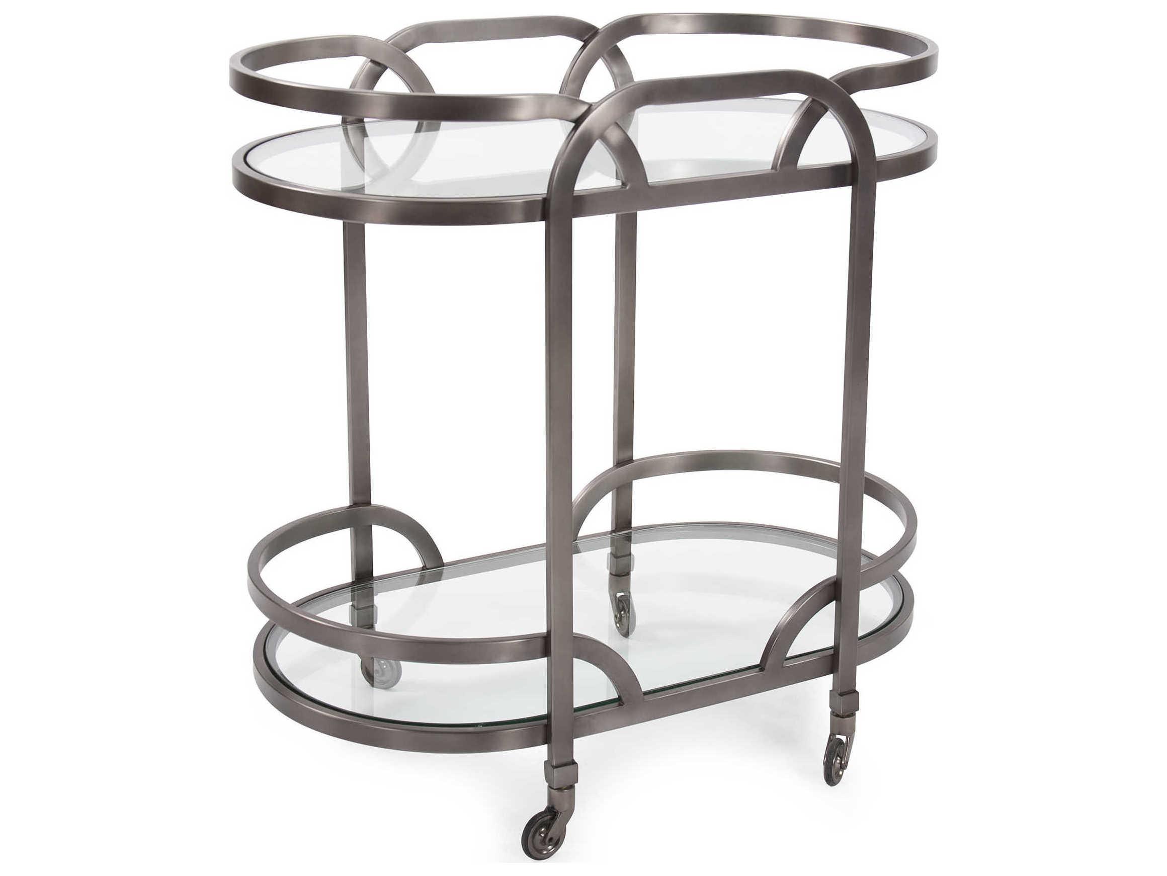 Howard Elliott Glass Black Nickel Bar Cart