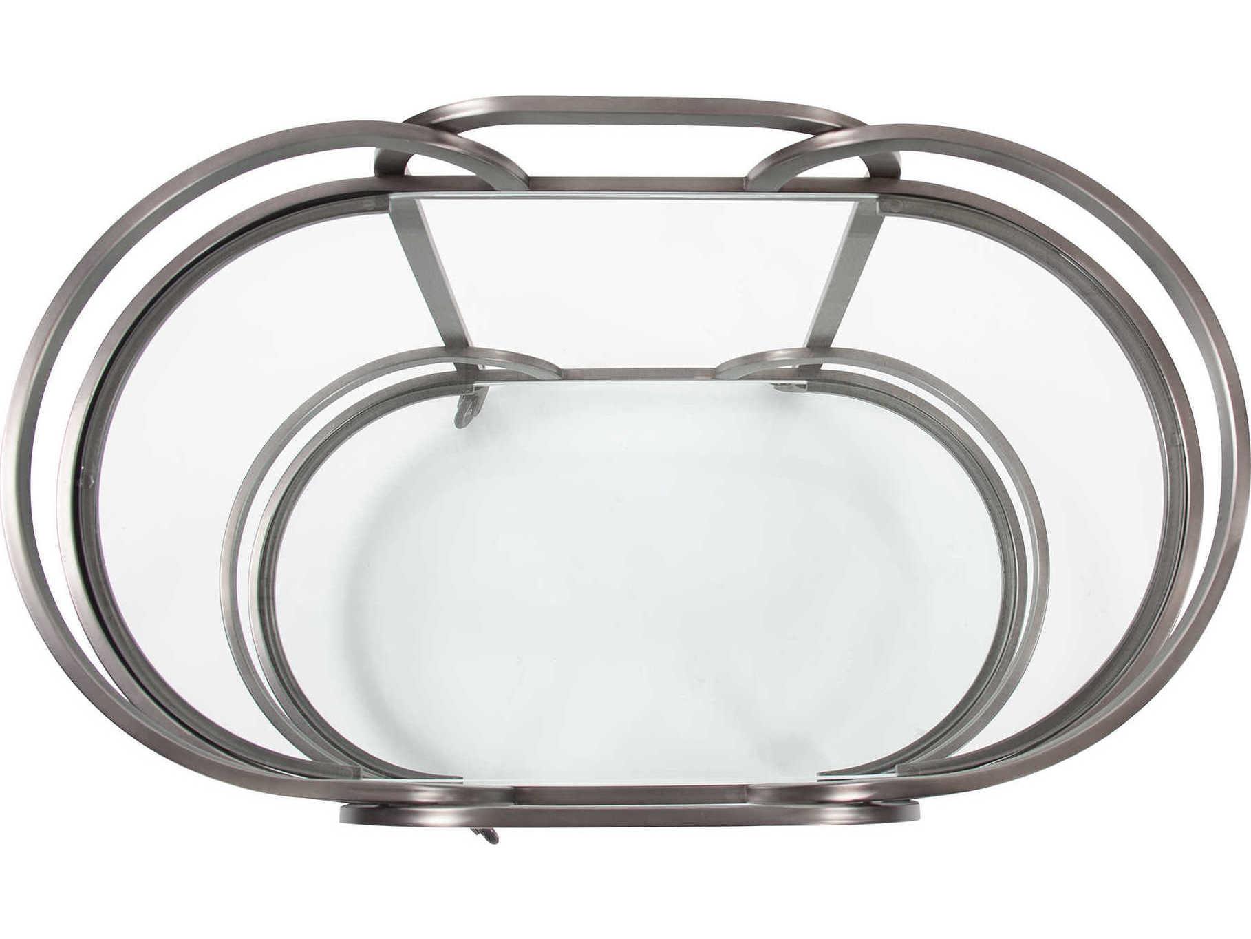 Howard Elliott Glass Black Nickel Bar Cart