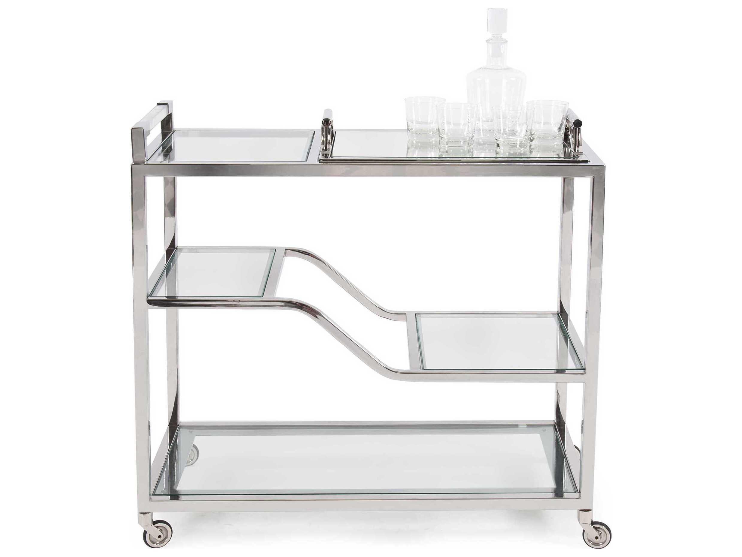 Howard Elliott Graves Glass Silver Bar Trolley
