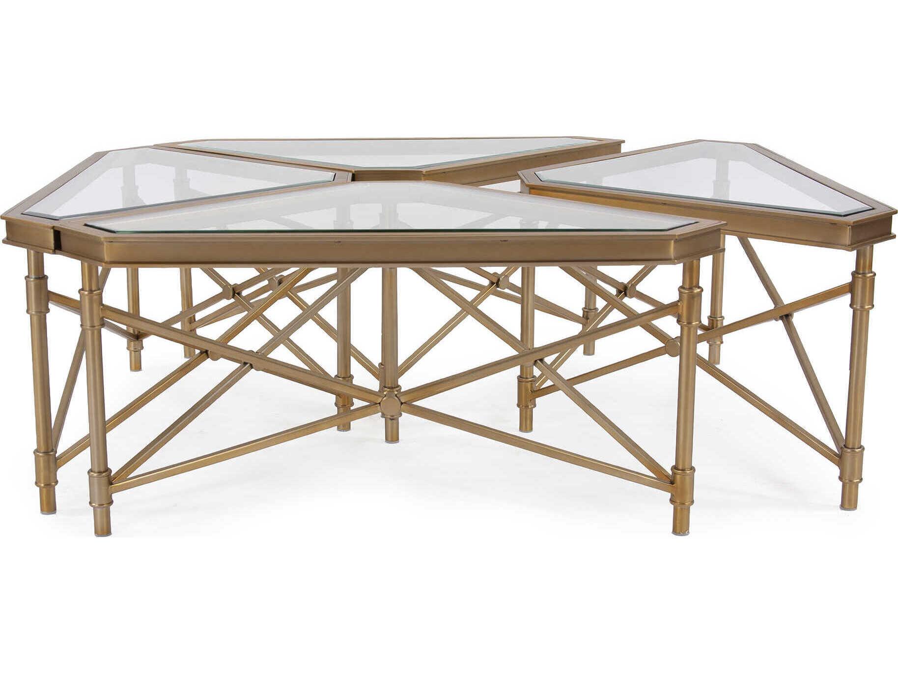 Howard Elliott Wertheimer Square Glass Gold Coffee Table