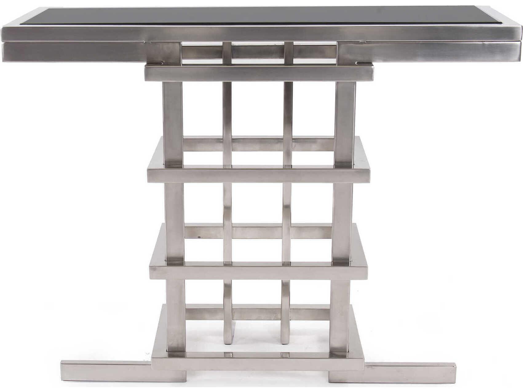 Howard Elliott Metropolis Rectangular Glass Black Silver Console Table