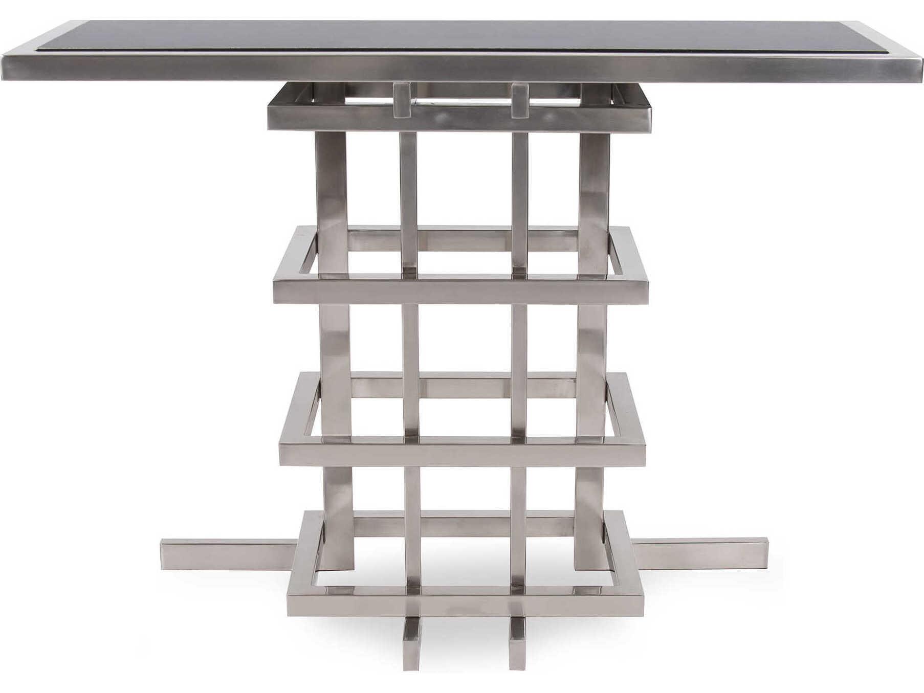 Howard Elliott Metropolis Rectangular Glass Black Silver Console Table