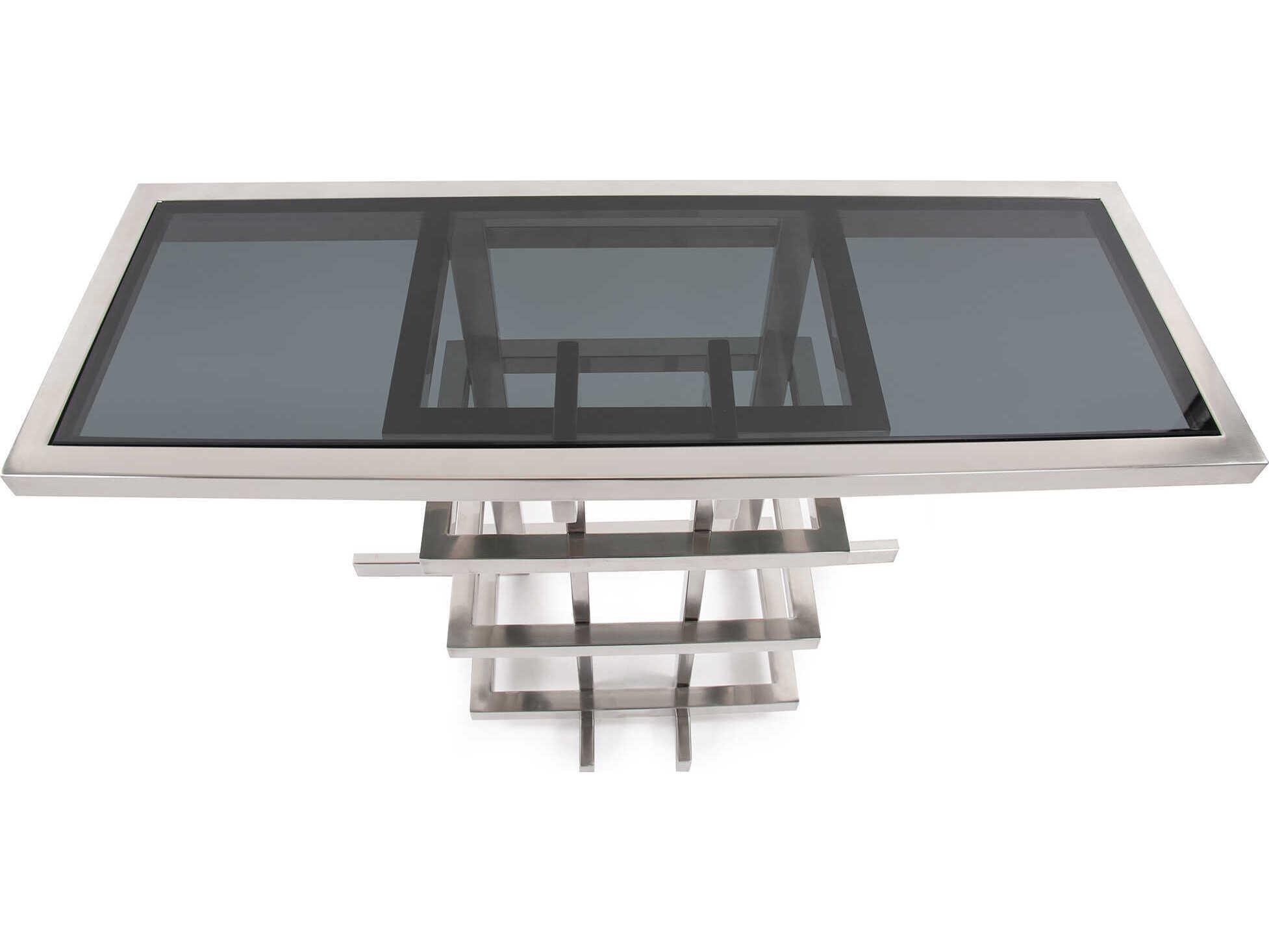 Howard Elliott Metropolis Rectangular Glass Black Silver Console Table