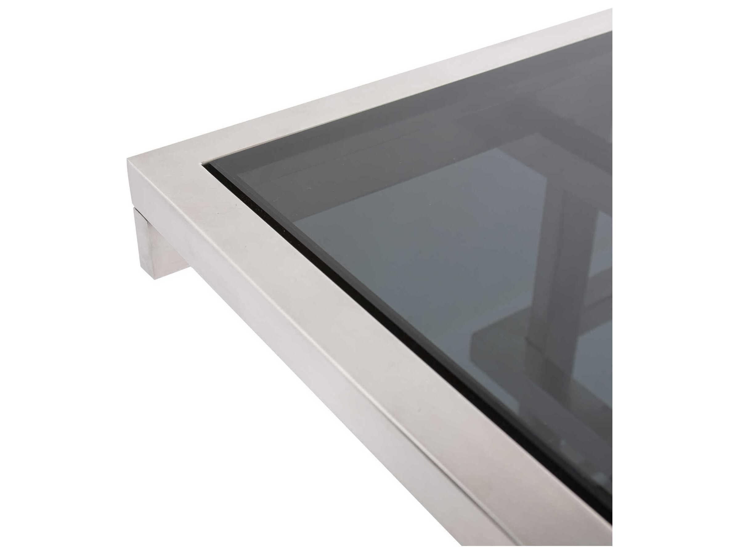 Howard Elliott Metropolis Rectangular Glass Black Silver Console Table