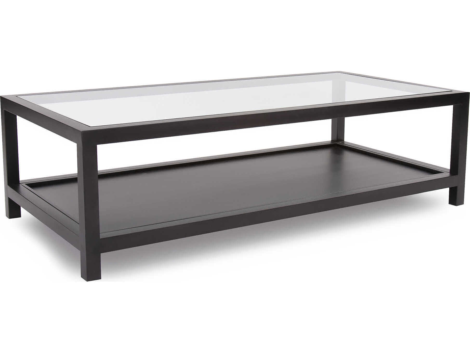 Howard Elliott Dumas Rectangular Glass Nickel Coffee Table