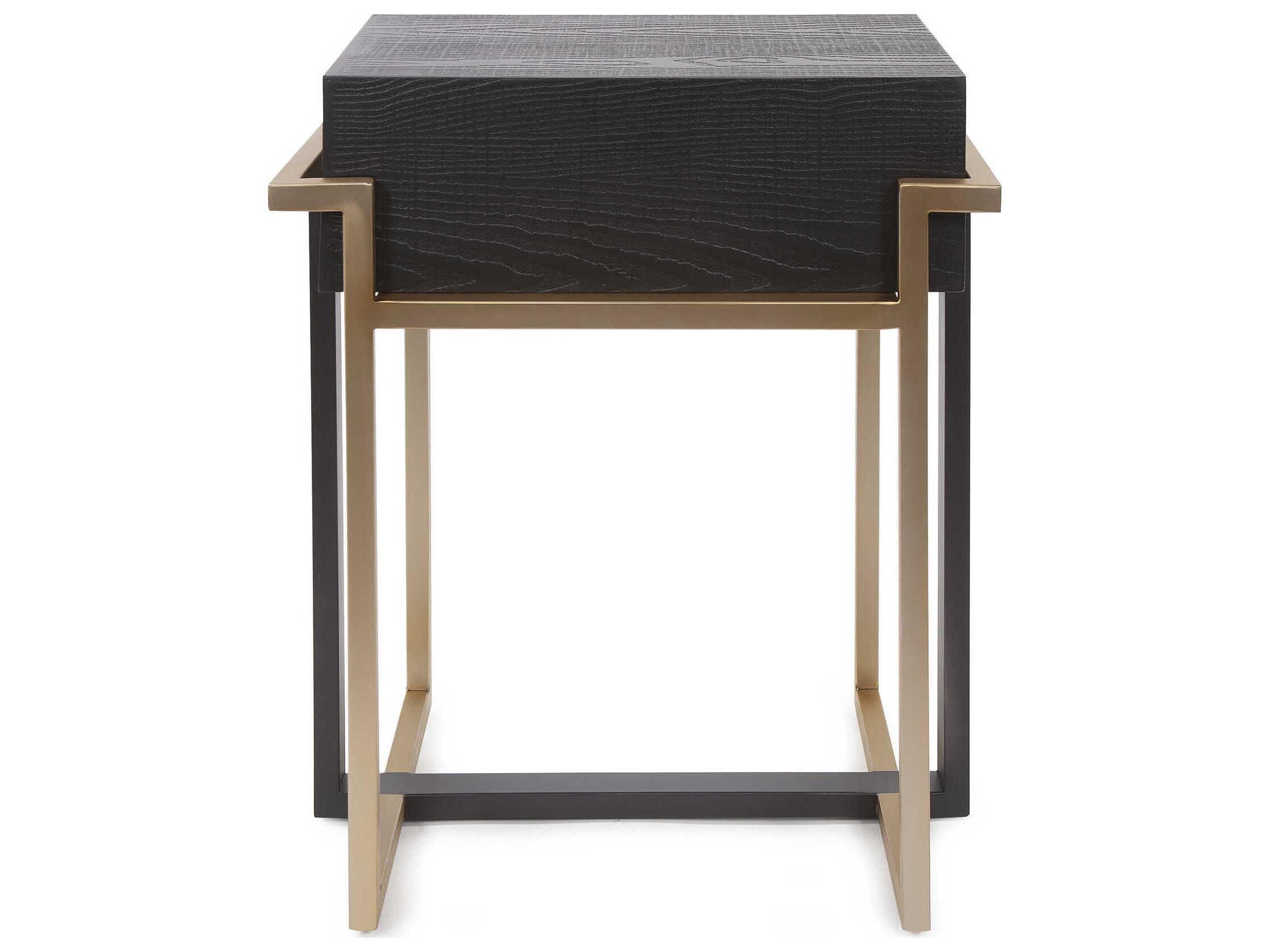 Howard Elliott Evora Rectangular Wood Matte Black Gold End Table