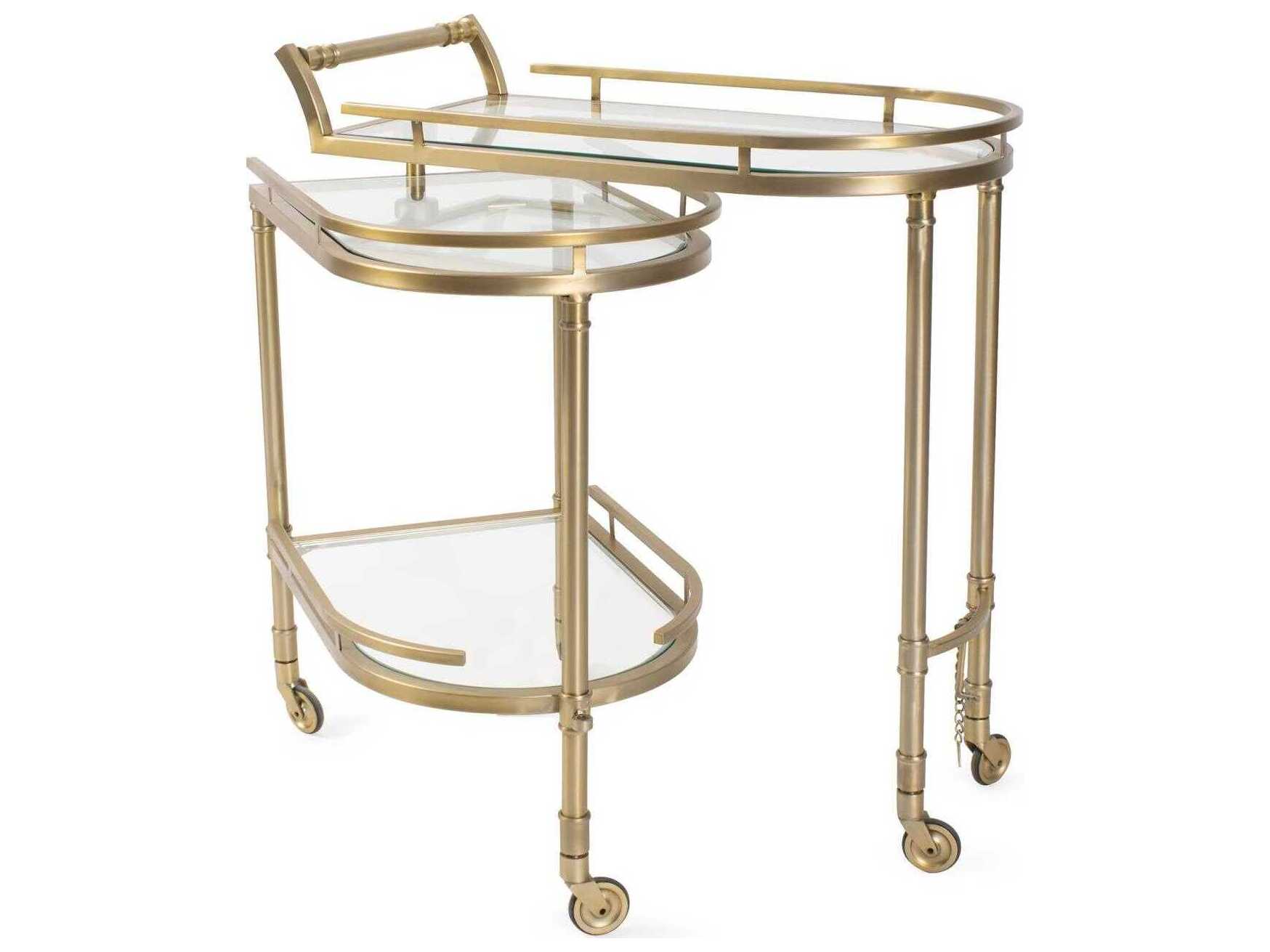 Howard Elliott Carmelo Glass Matte Gold Bar Cart