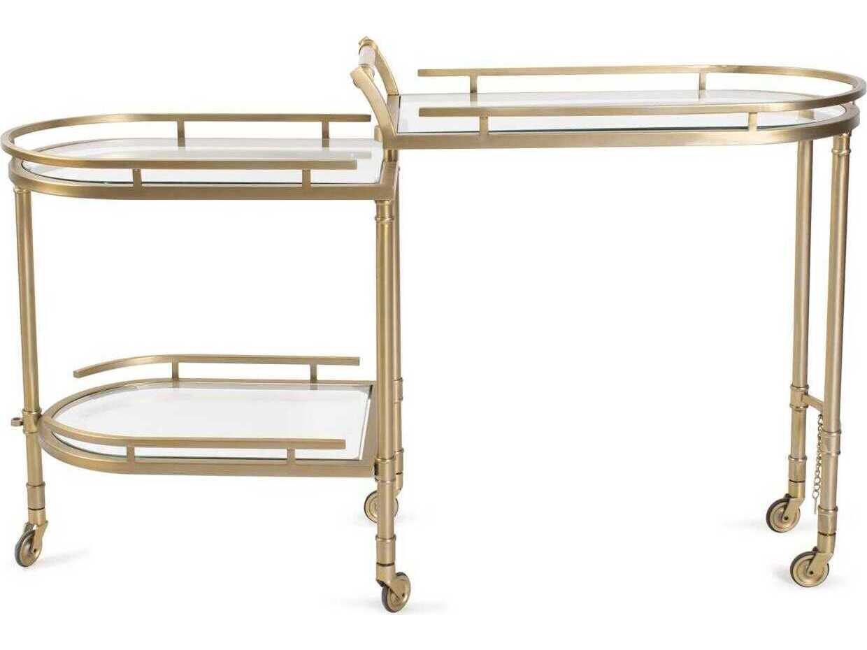 Howard Elliott Carmelo Glass Matte Gold Bar Cart