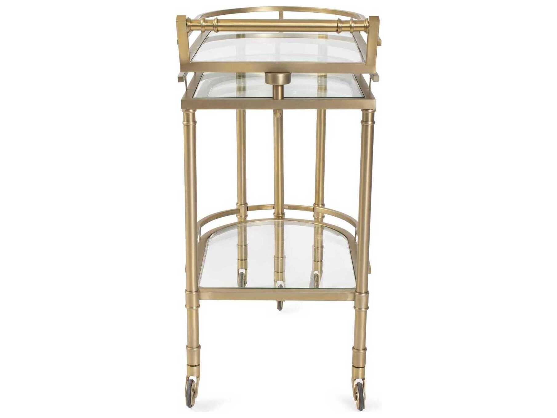 Howard Elliott Carmelo Glass Matte Gold Bar Cart