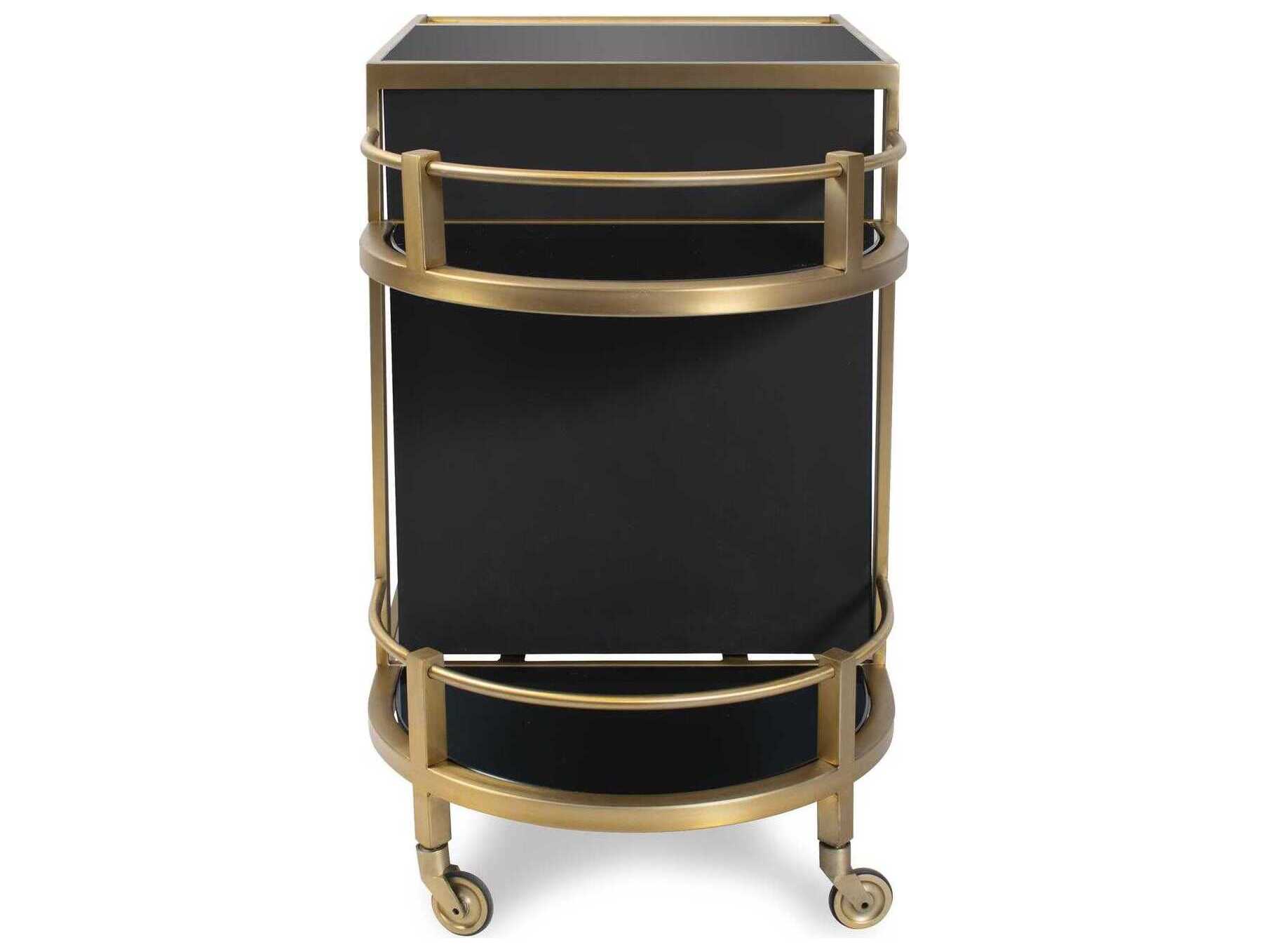 Howard Elliott Maurizio Glass Brushed Black Bar Cart