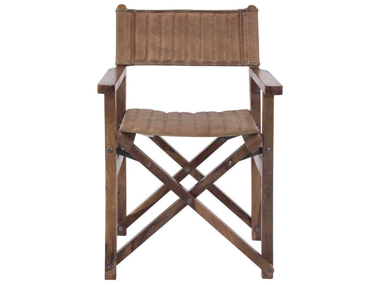 Howard Elliott Leather Brown Accent Chair