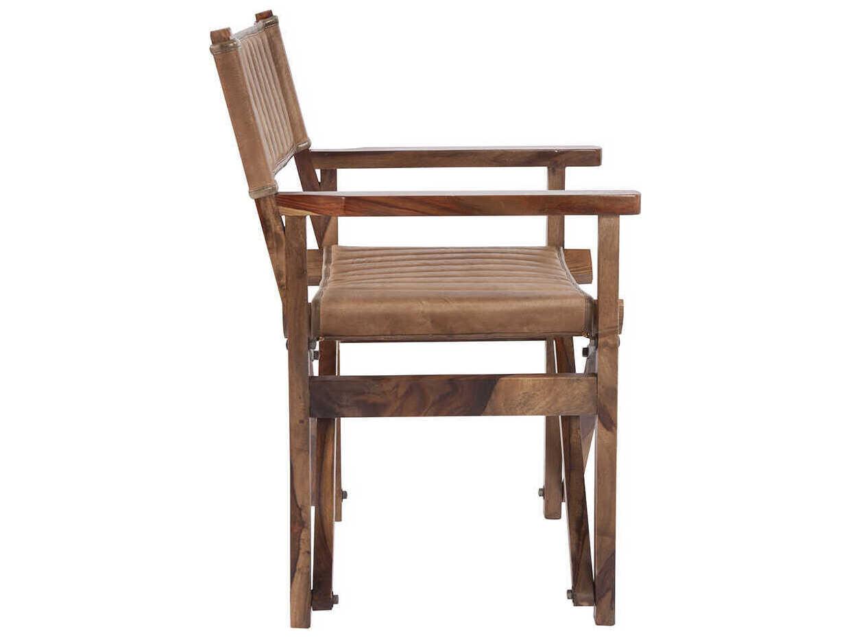 Howard Elliott Leather Brown Accent Chair