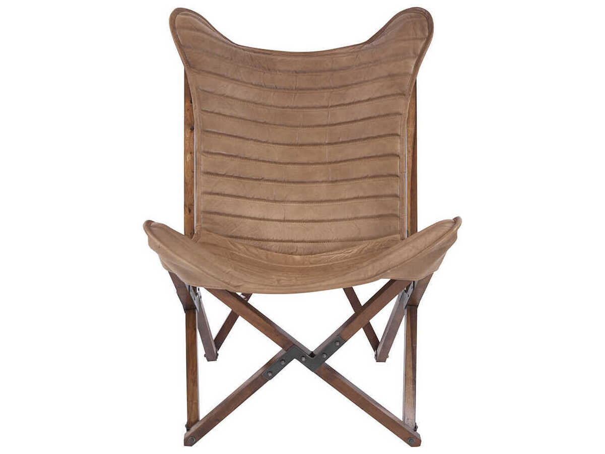 Howard Elliott Leather Brown Accent Chair