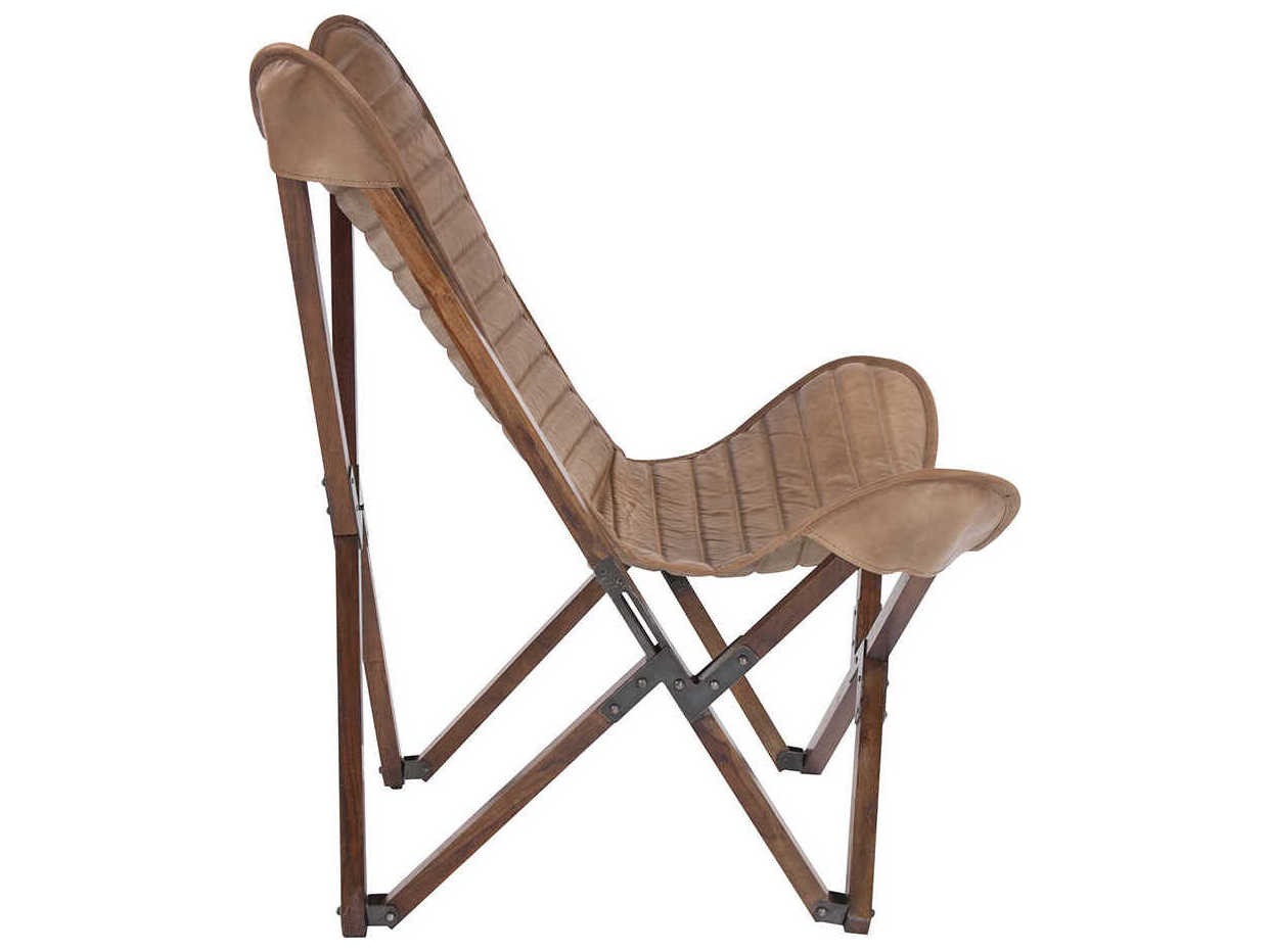 Howard Elliott Leather Brown Accent Chair