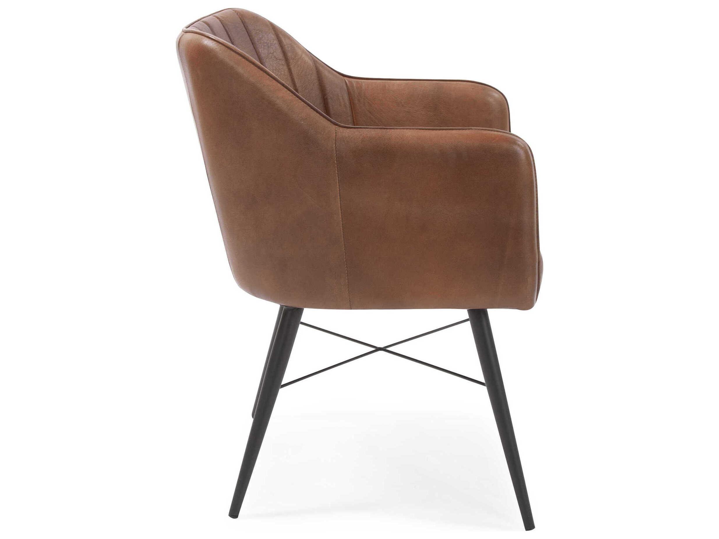Howard Elliott Houston Brown Leather Accent Chair