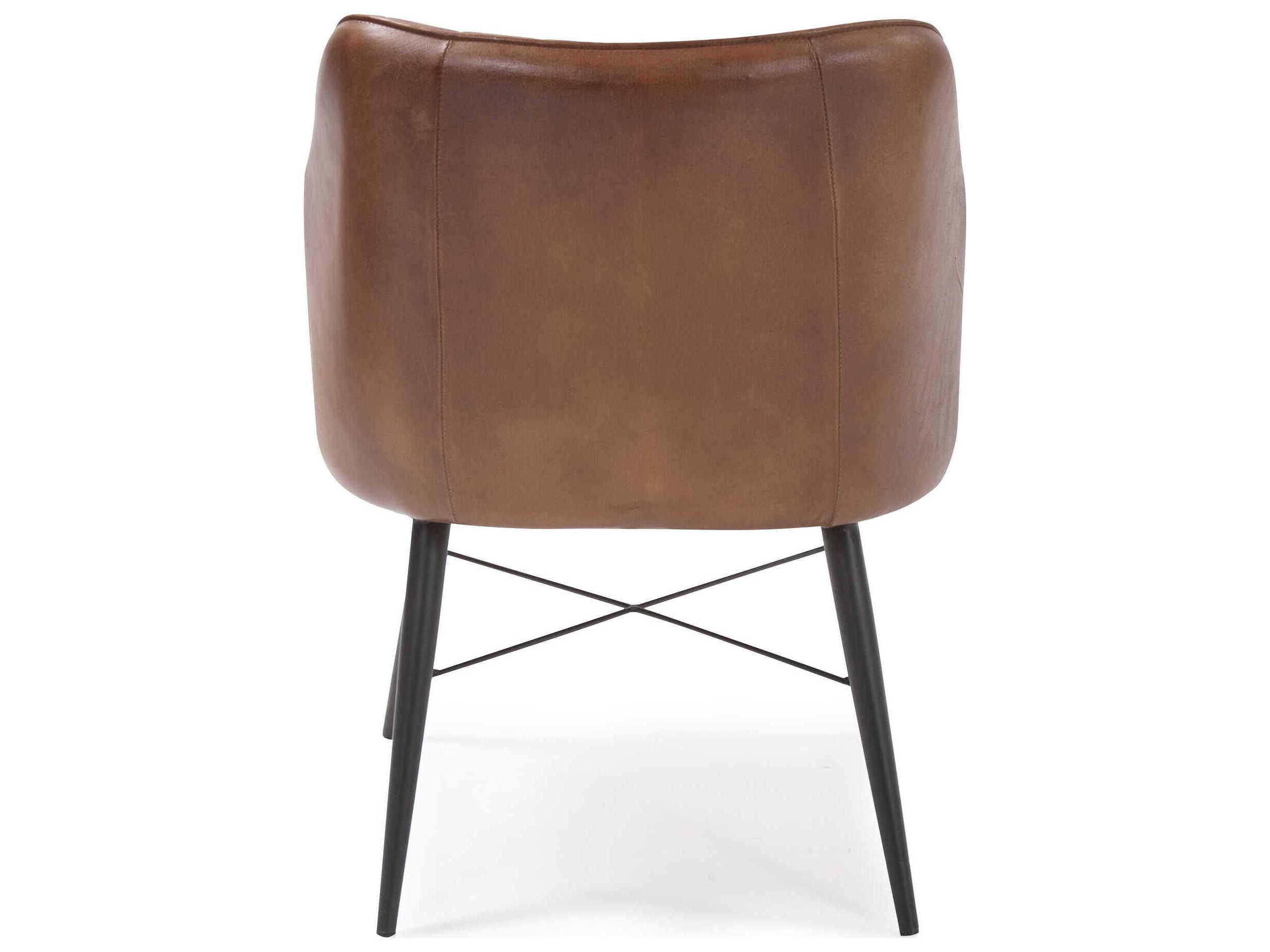 Howard Elliott Houston Brown Leather Accent Chair