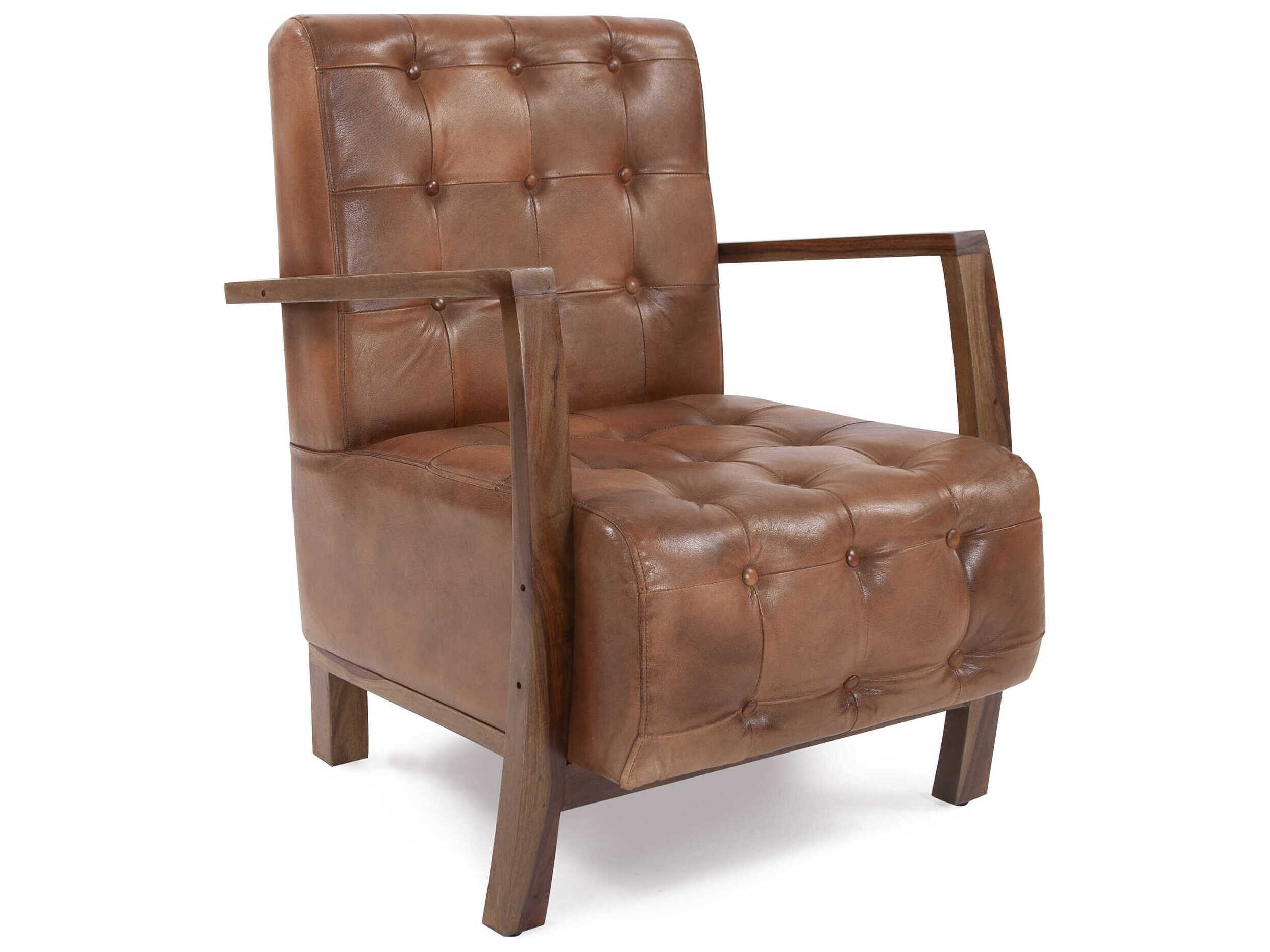 Howard Elliott Davenport Brown Leather Accent Chair