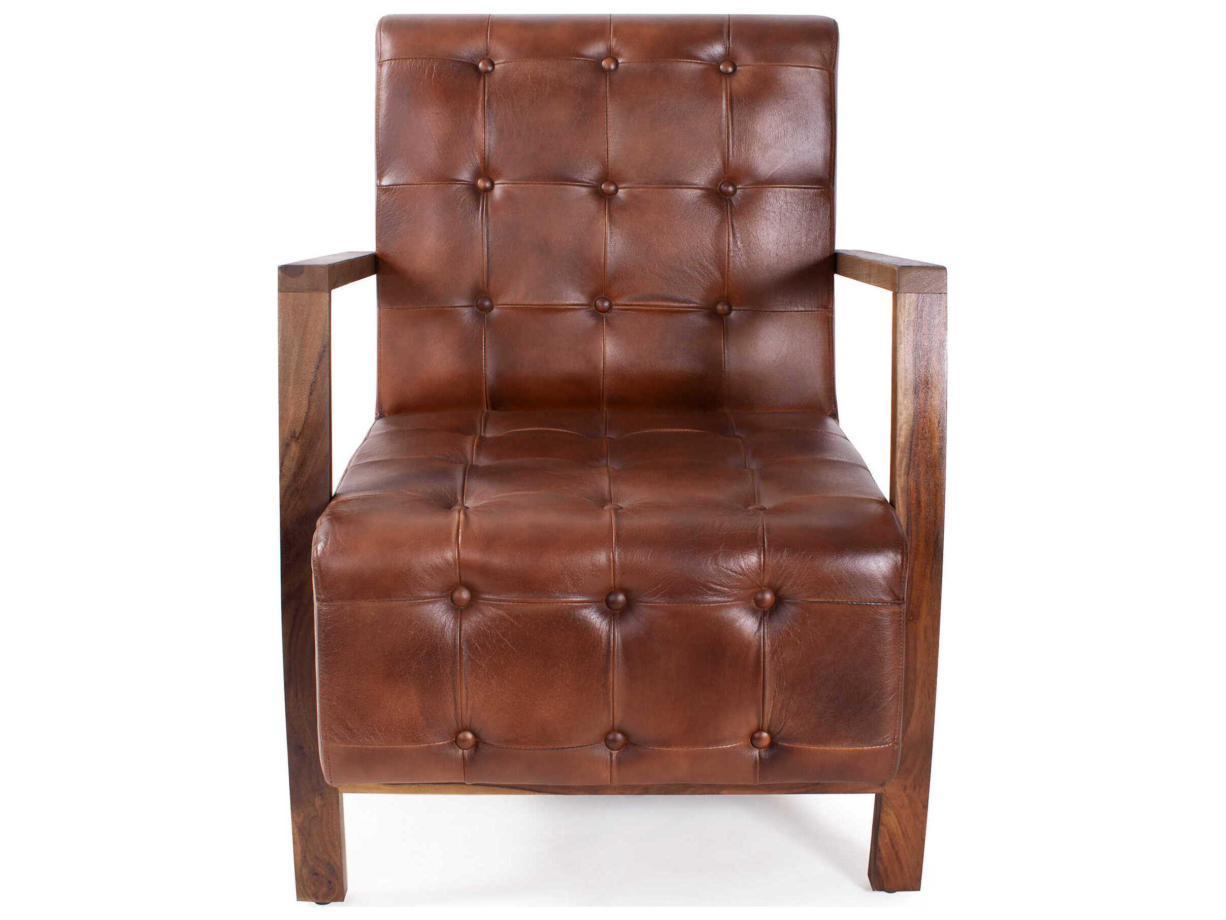Howard Elliott Davenport Brown Leather Accent Chair