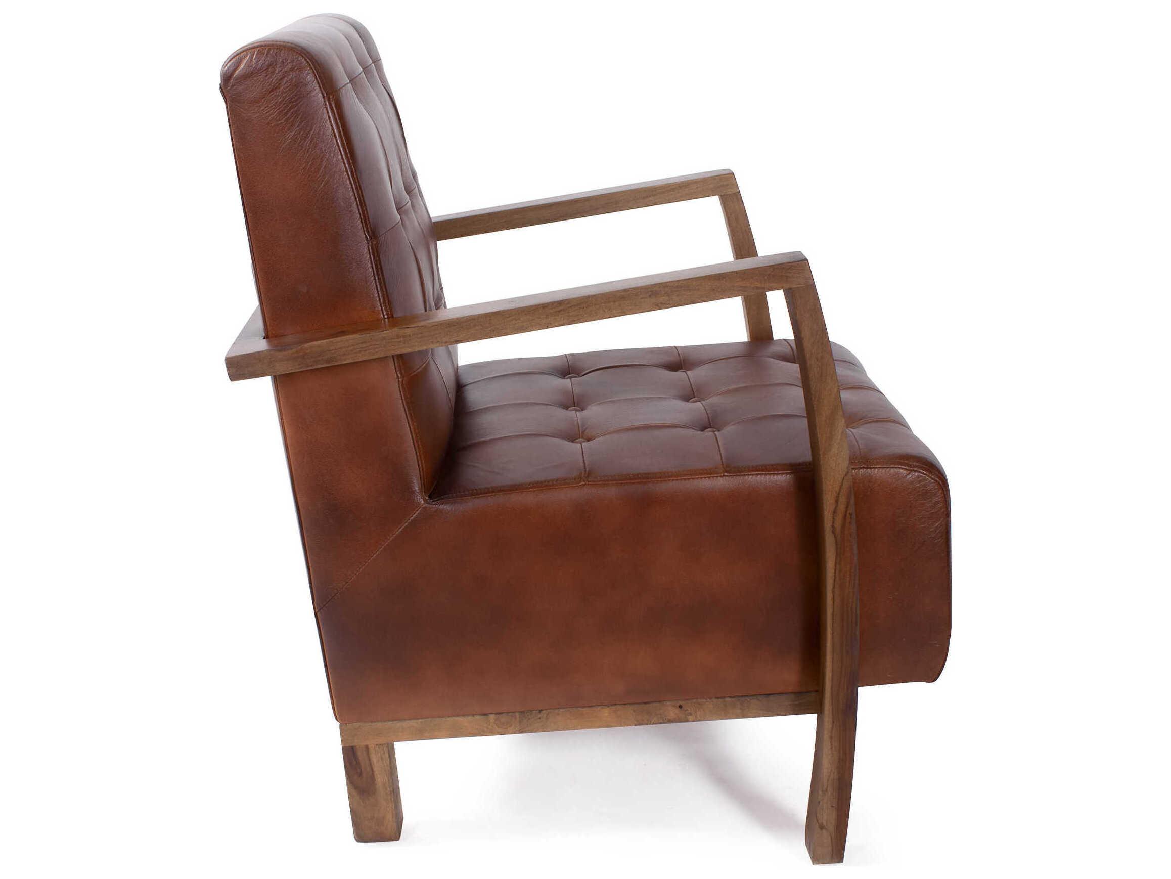 Howard Elliott Davenport Brown Leather Accent Chair