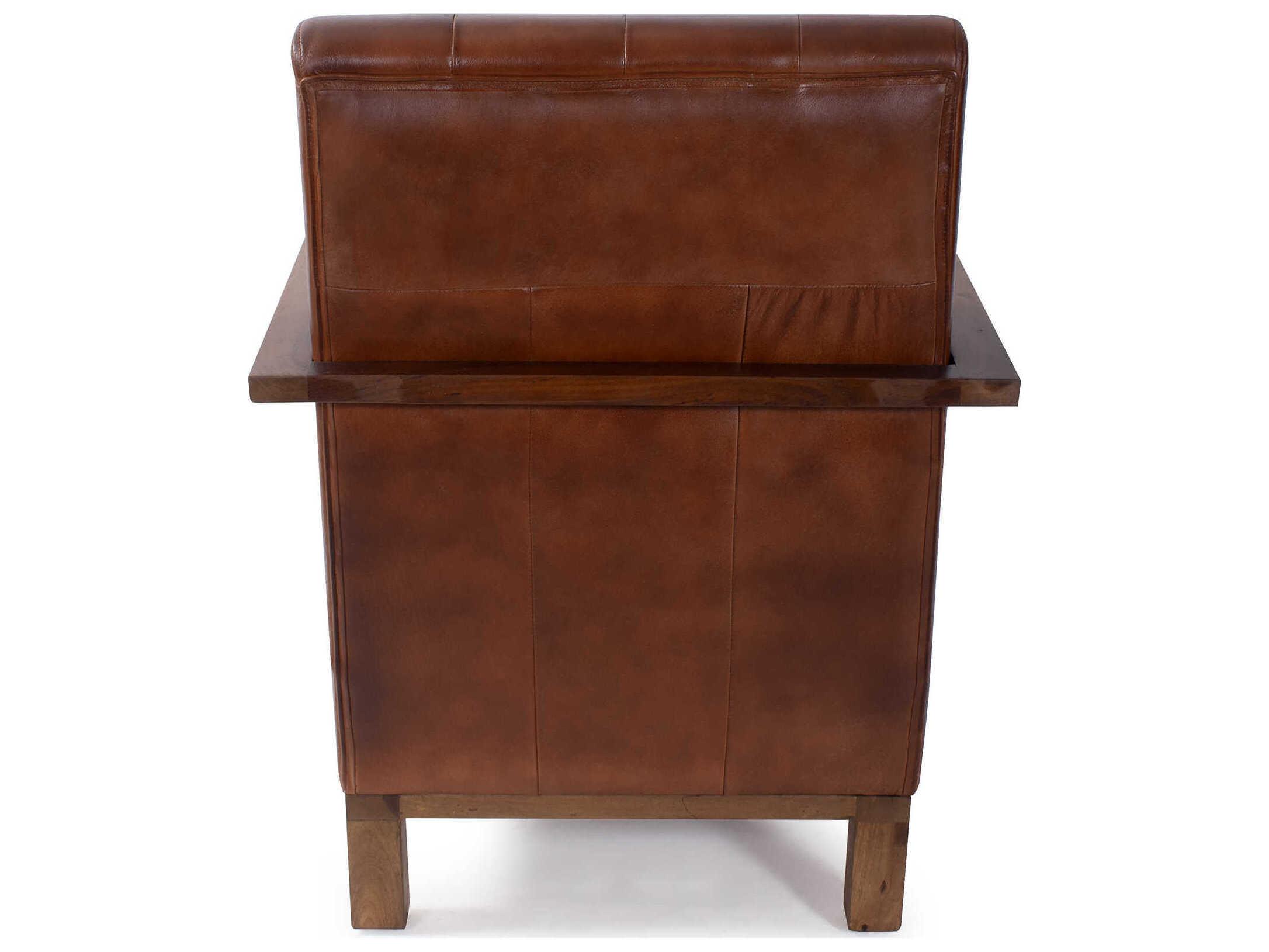 Howard Elliott Davenport Brown Leather Accent Chair