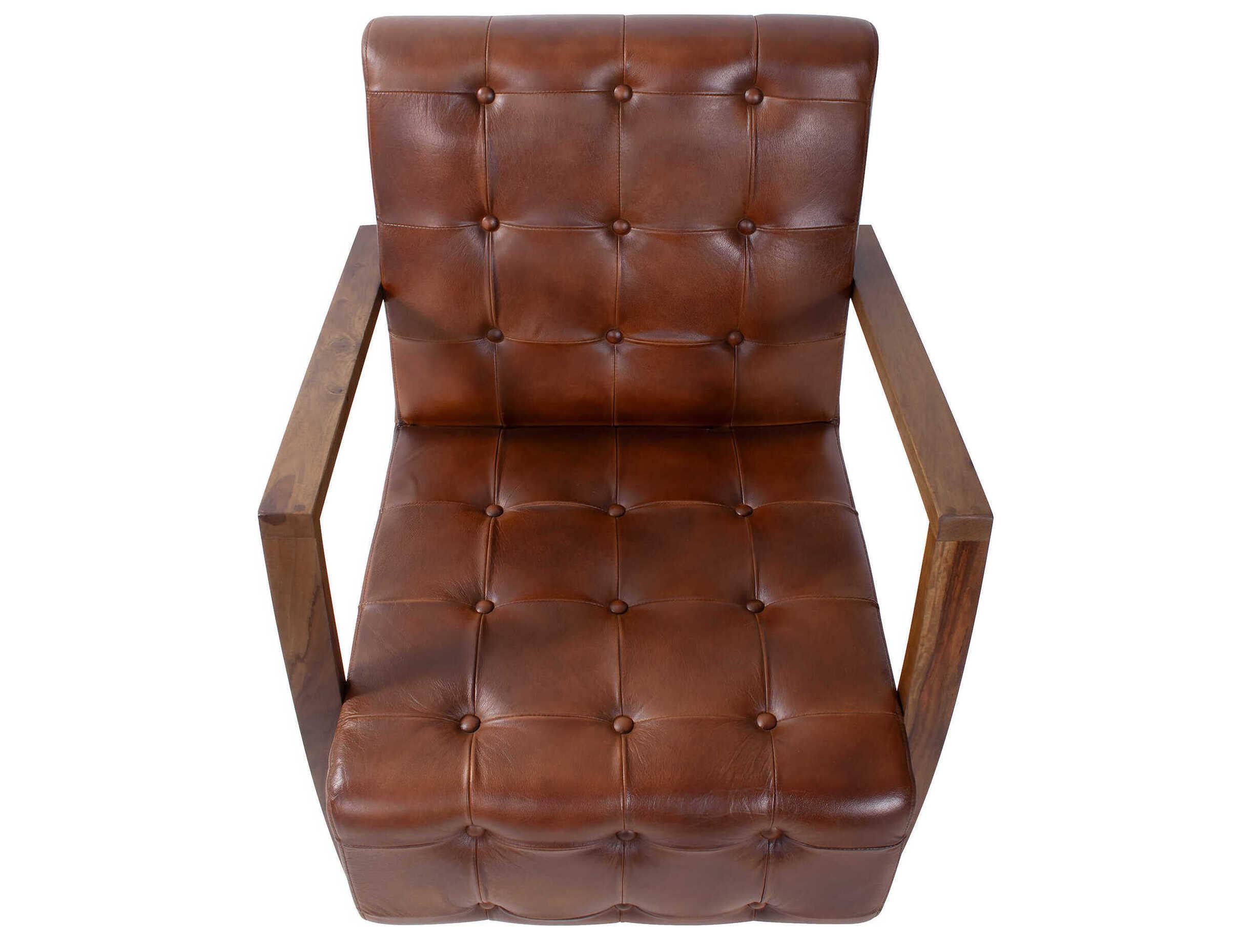 Howard Elliott Davenport Brown Leather Accent Chair
