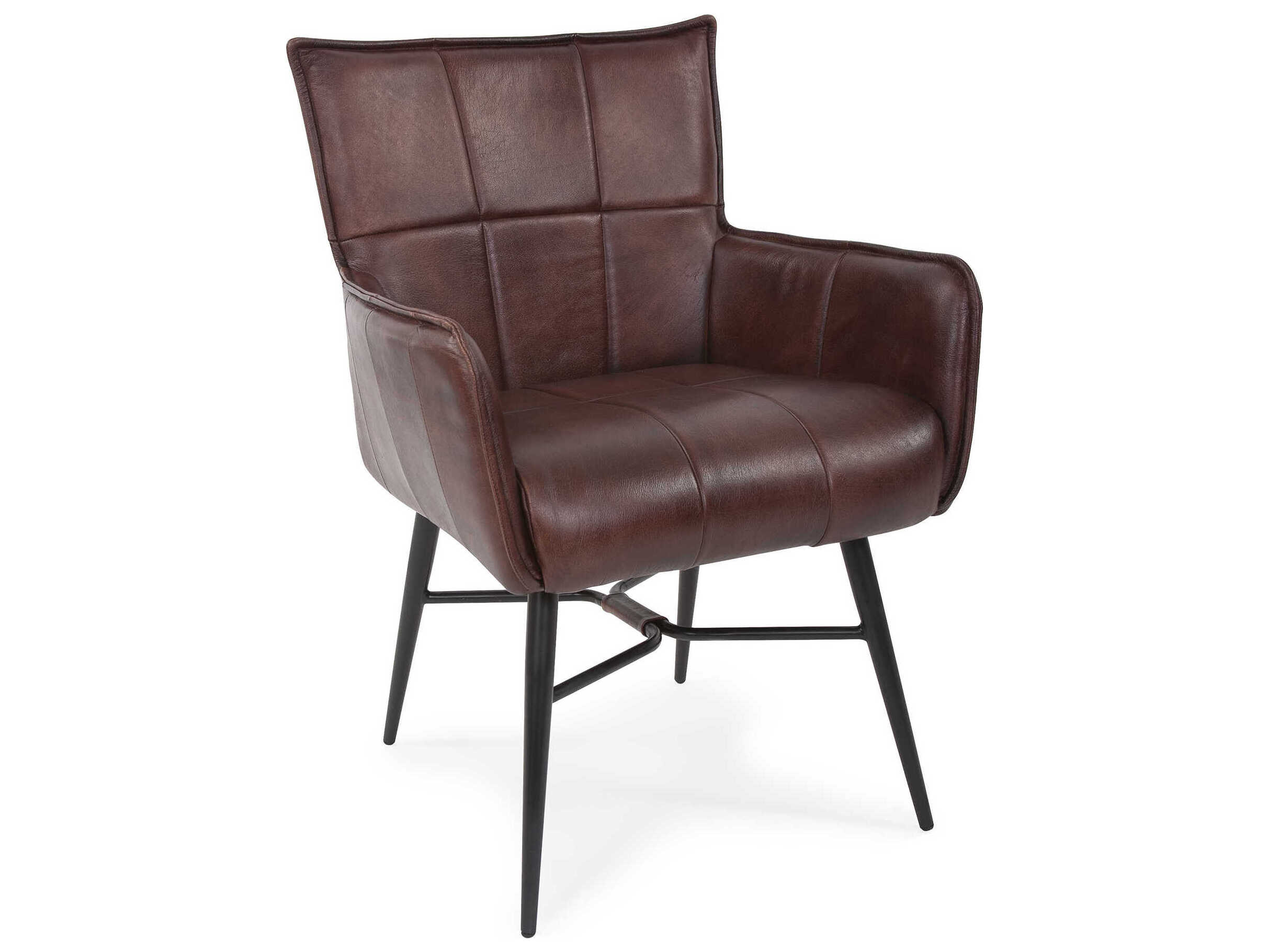 Howard Elliott Lucca Brown Leather Accent Chair