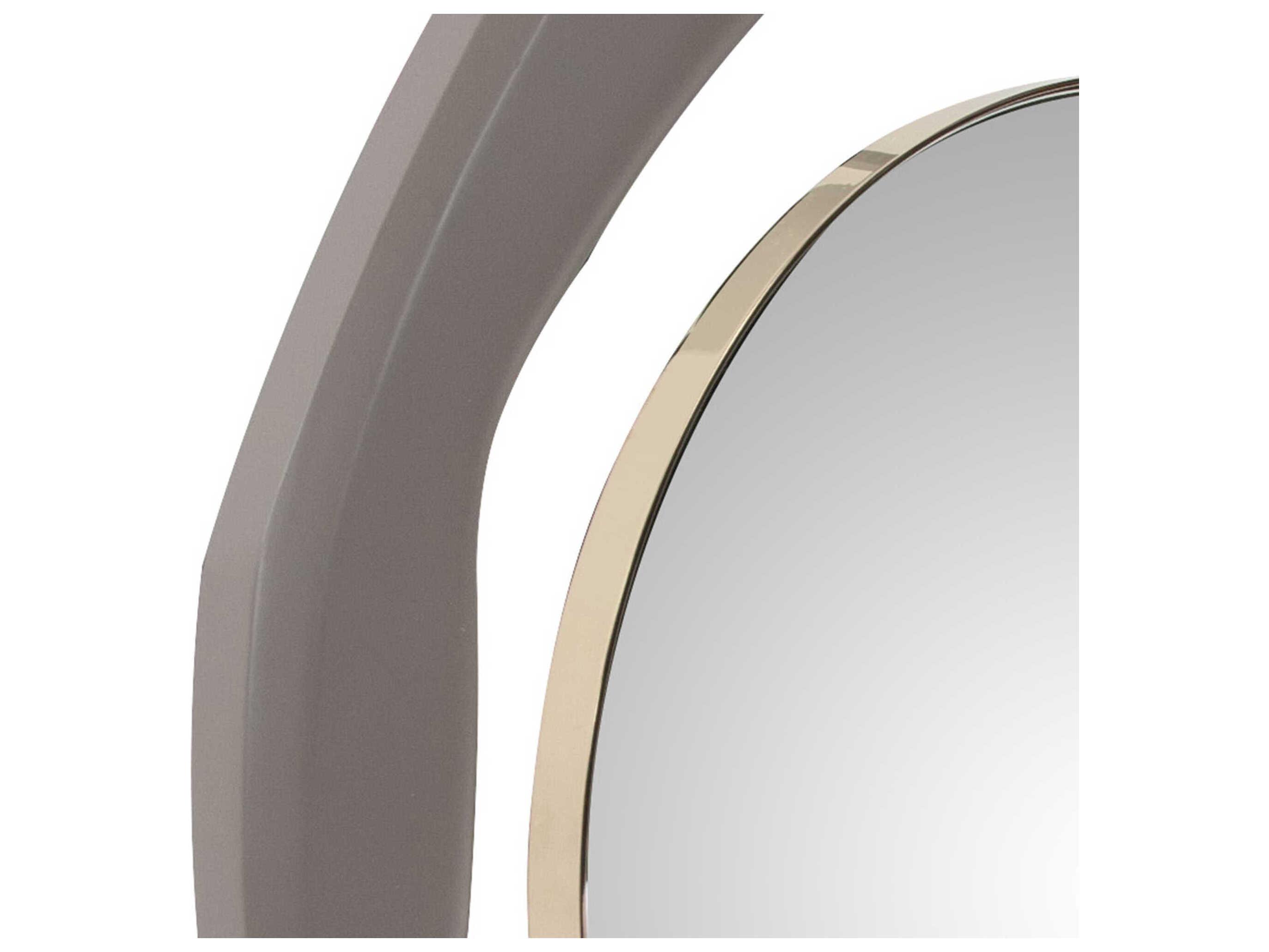 Howard Elliott Abstract Balance Gray Gold Round Wall Mirror