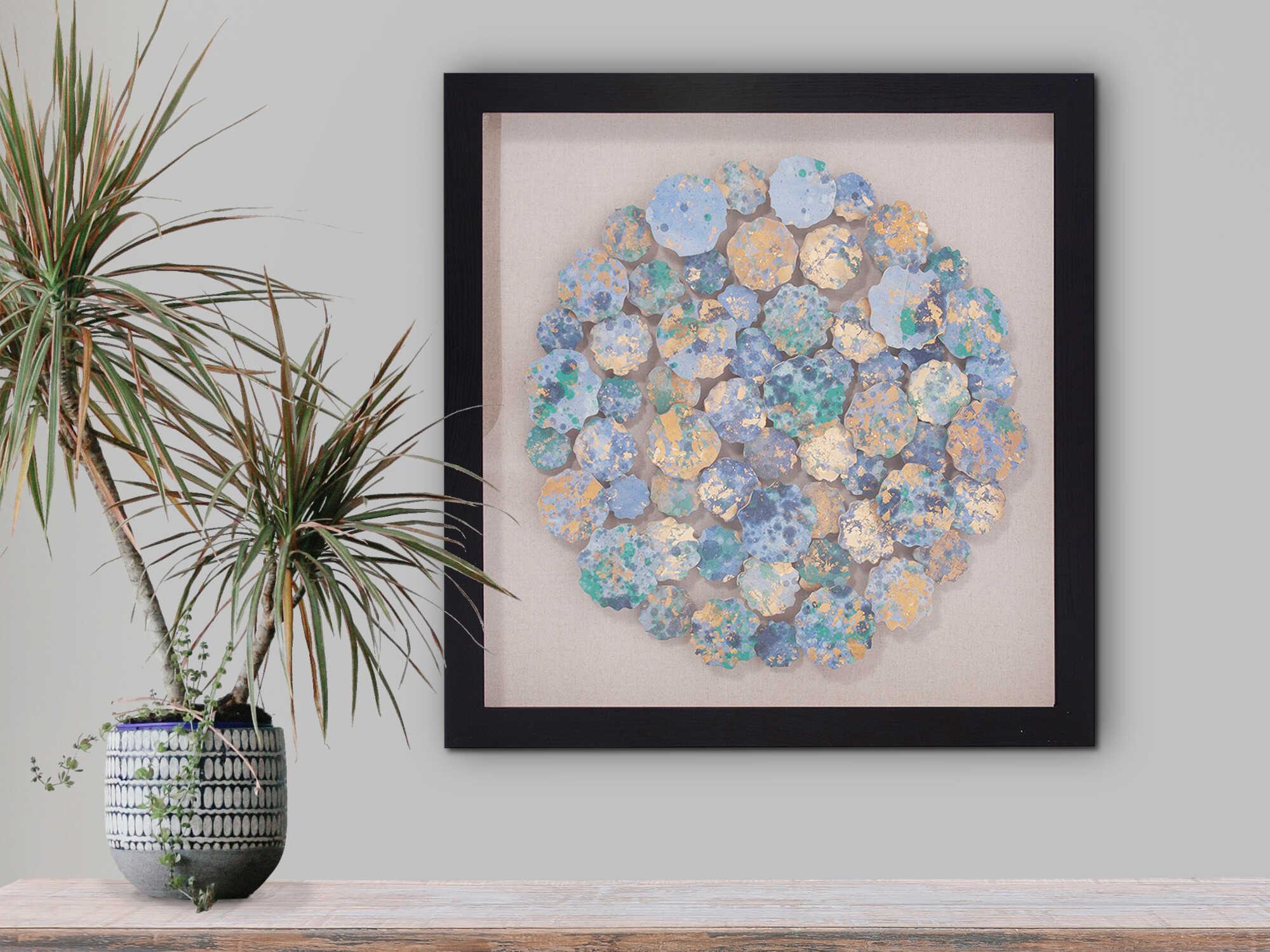 Howard Elliott Abstract Chrysanthemum Shadowbox Art
