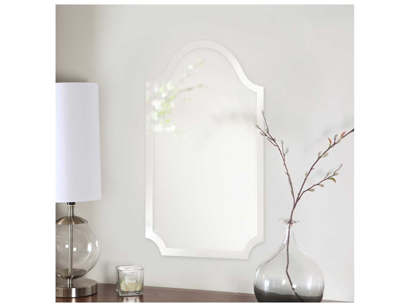 Howard Elliott Frameless Arched Wall Mirror