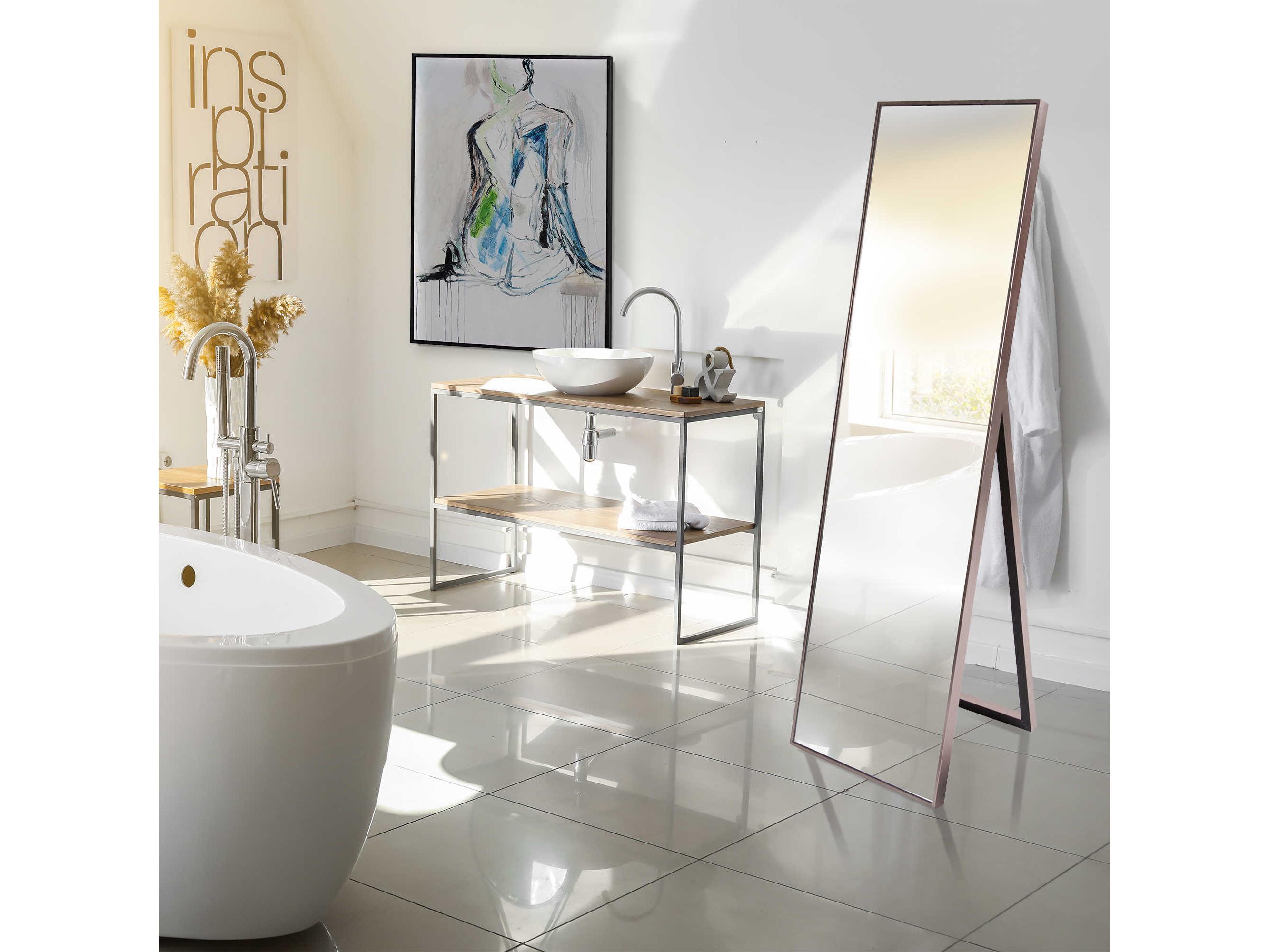 Howard Elliott Toronto Brushed Brass Rectangular Floor Mirror