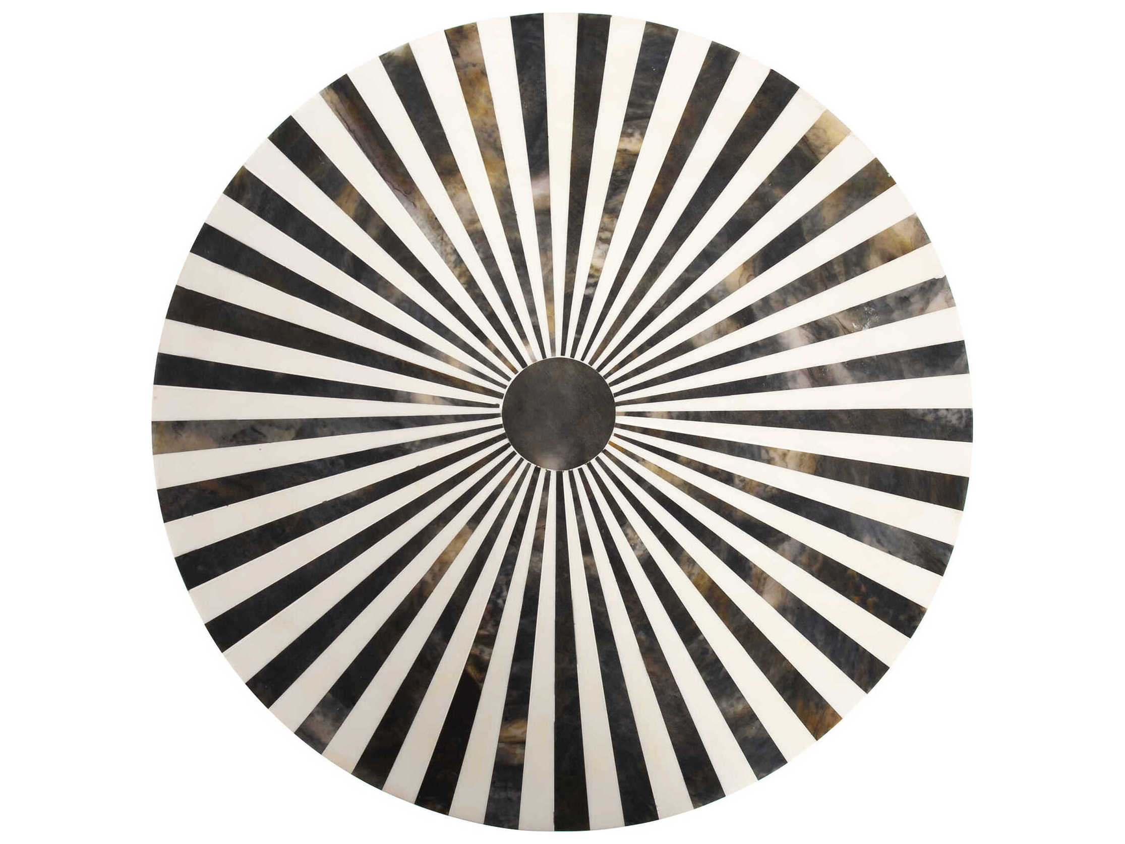 Howard Elliott Round Gold Black White End Table