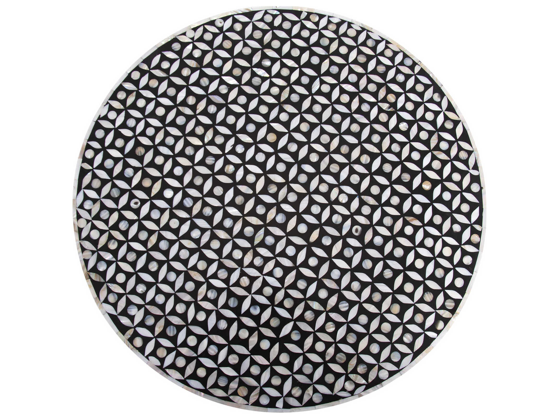 Howard Elliott Round Nickel Black White End Table