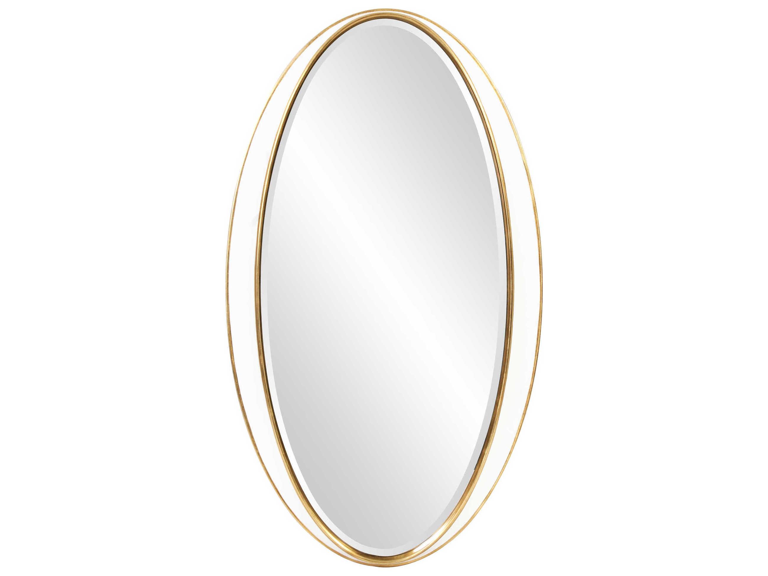 Howard Elliott Rania White / Gold Oval Wall Mirror