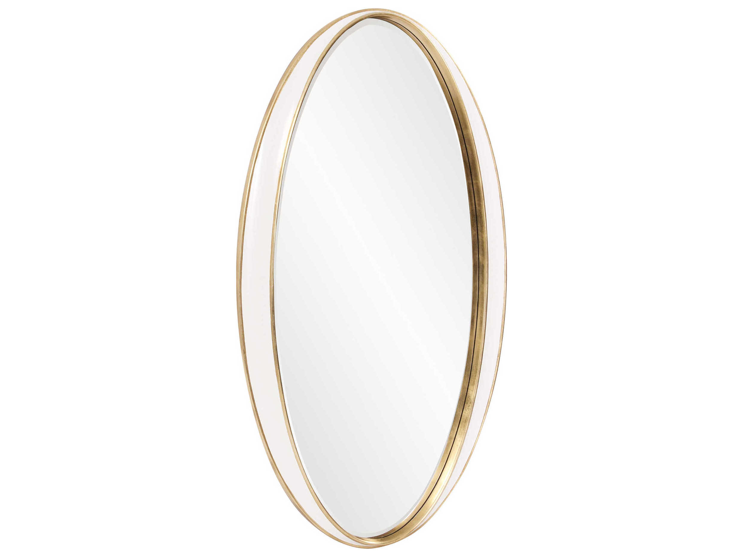 Howard Elliott Rania White / Gold Oval Wall Mirror