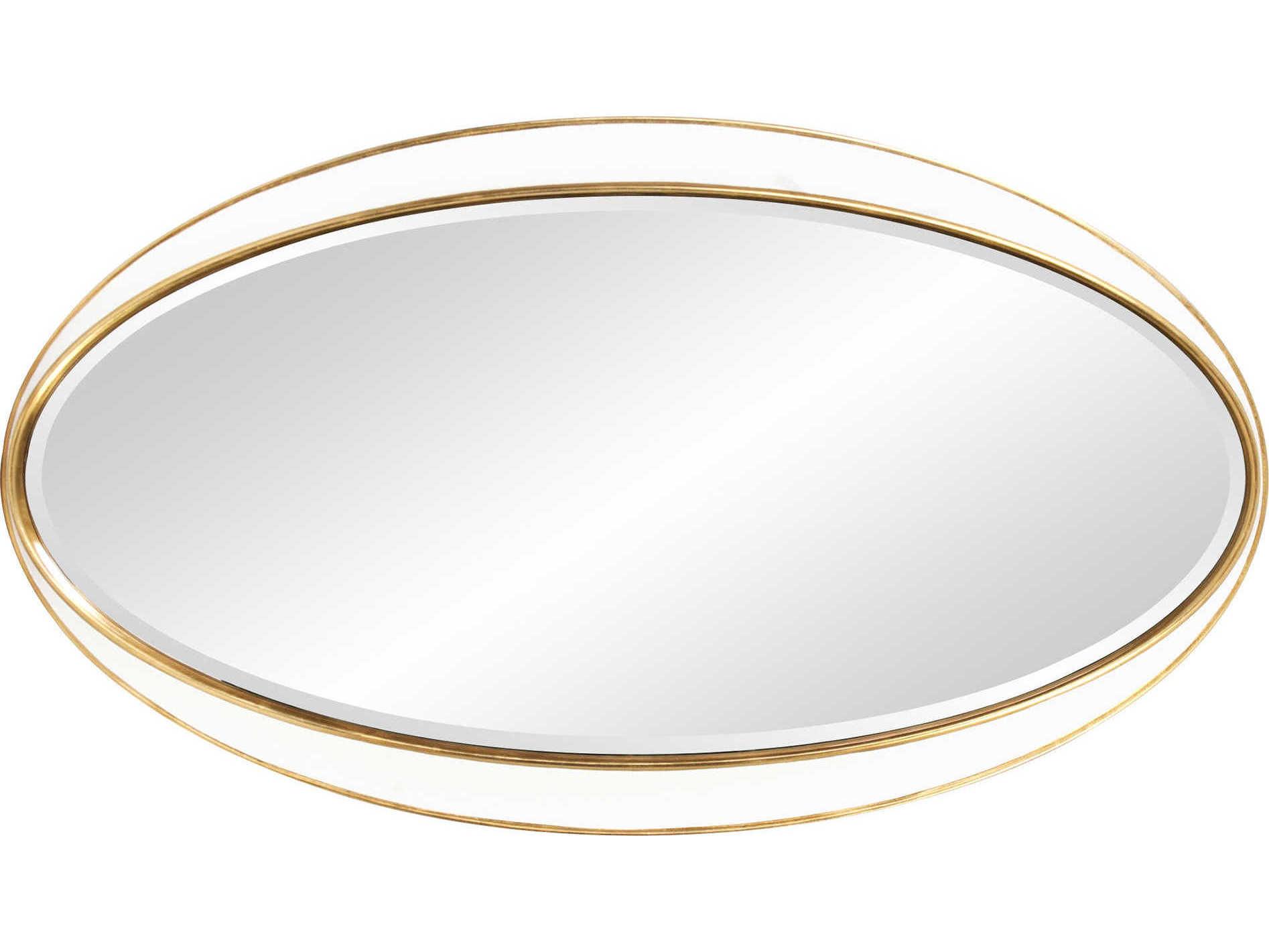 Howard Elliott Rania White / Gold Oval Wall Mirror