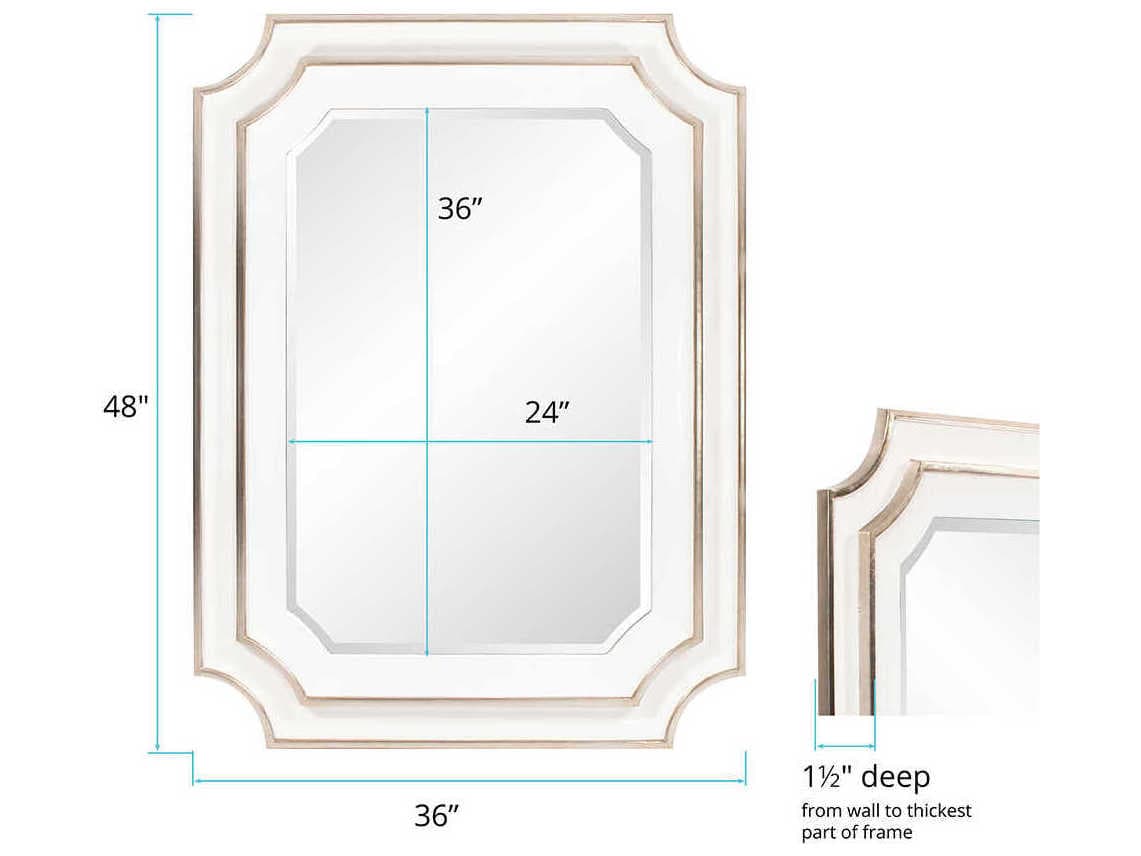 Howard Elliott Dante White Rectangular Wall Mirror