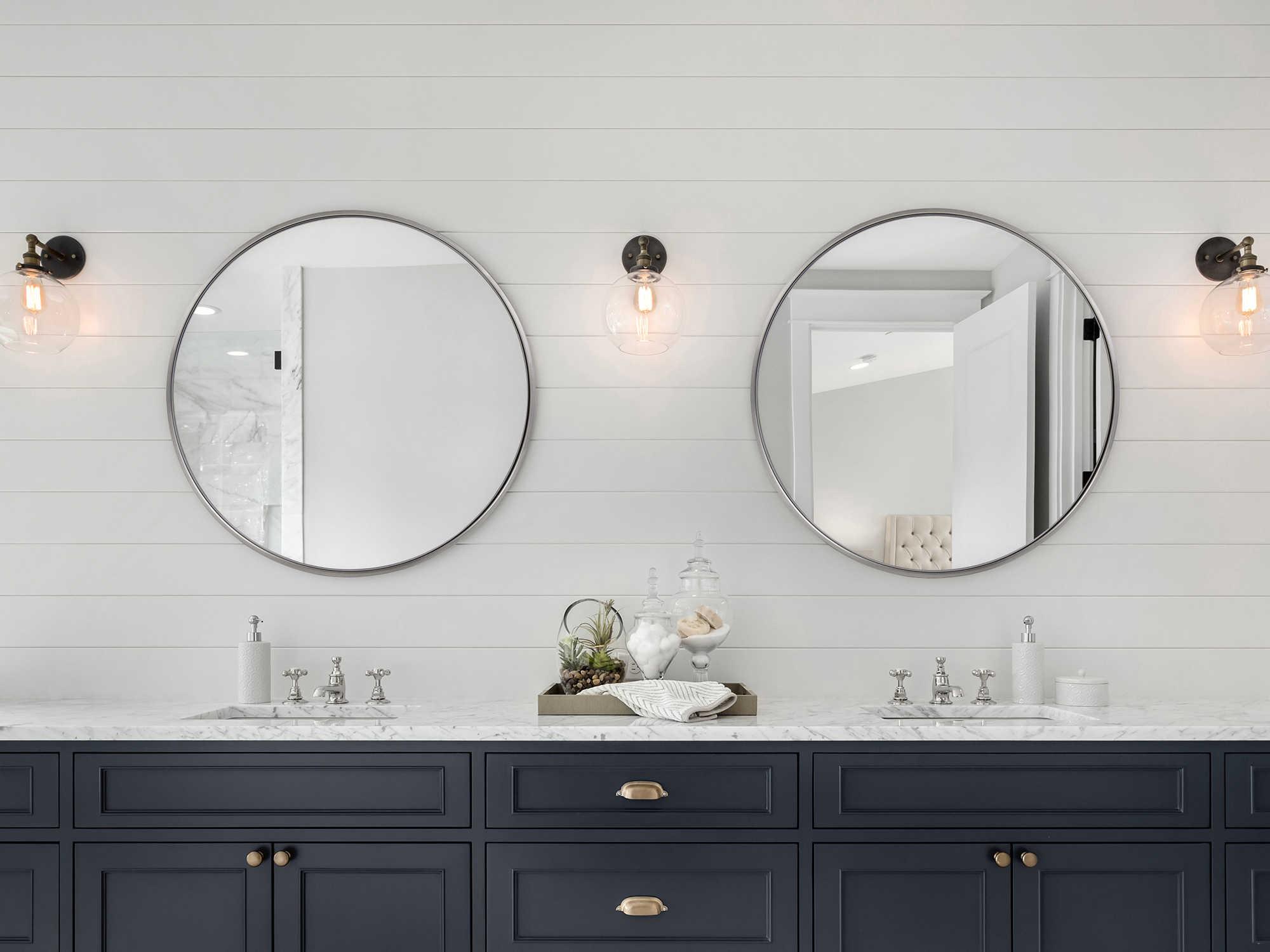 Howard Elliott Copenhagen Brushed Silver Round Wall Mirror