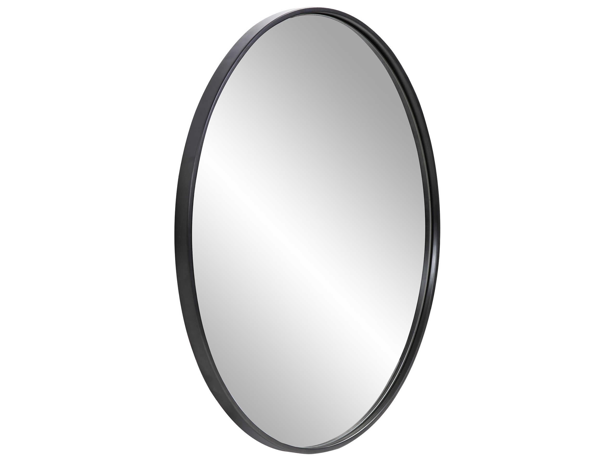 Howard Elliott Copenhagen Brushed Black Round Wall Mirror