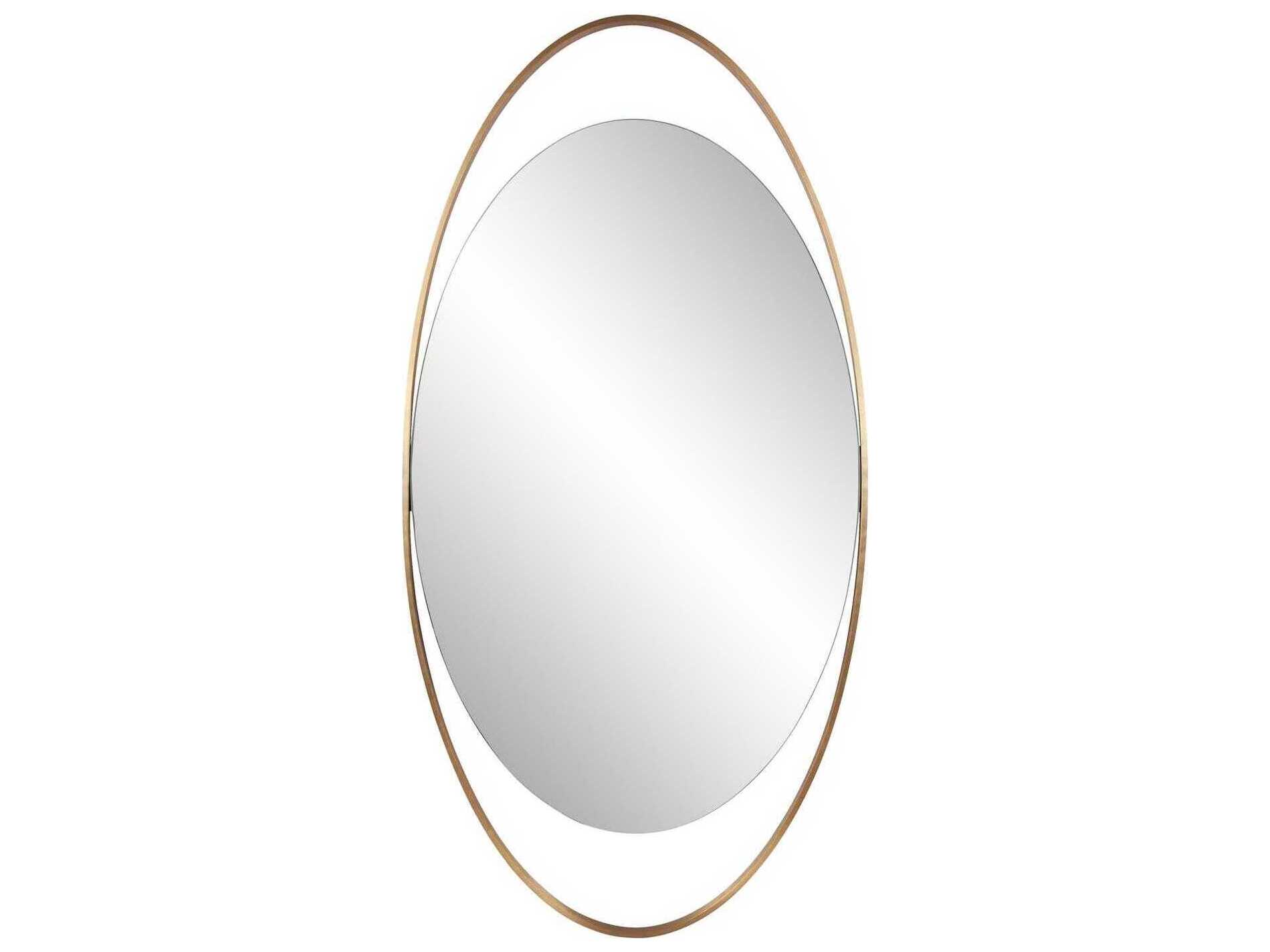 Howard Elliott Nouvel Antique Brass Oval Wall Mirror
