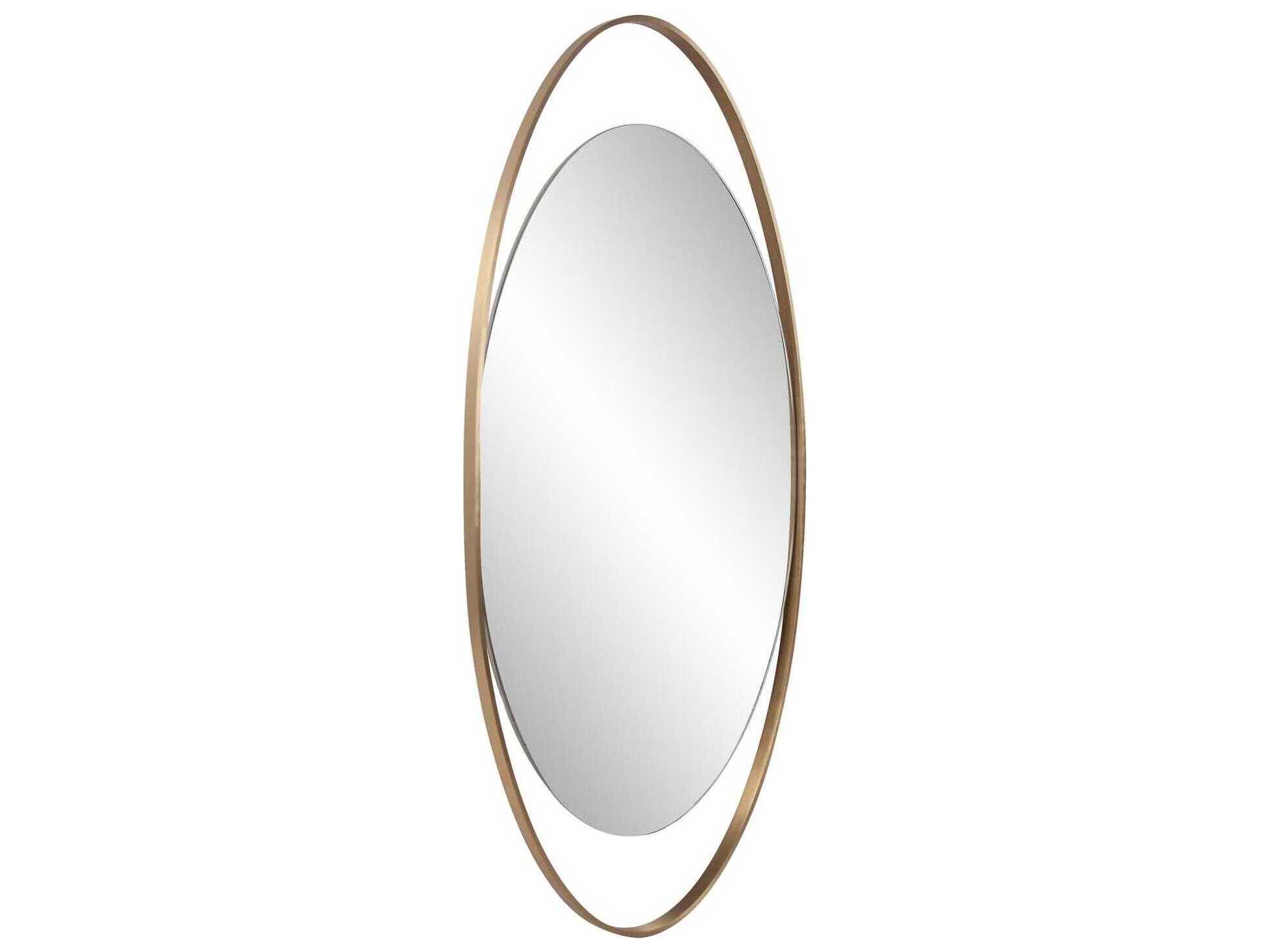 Howard Elliott Nouvel Antique Brass Oval Wall Mirror