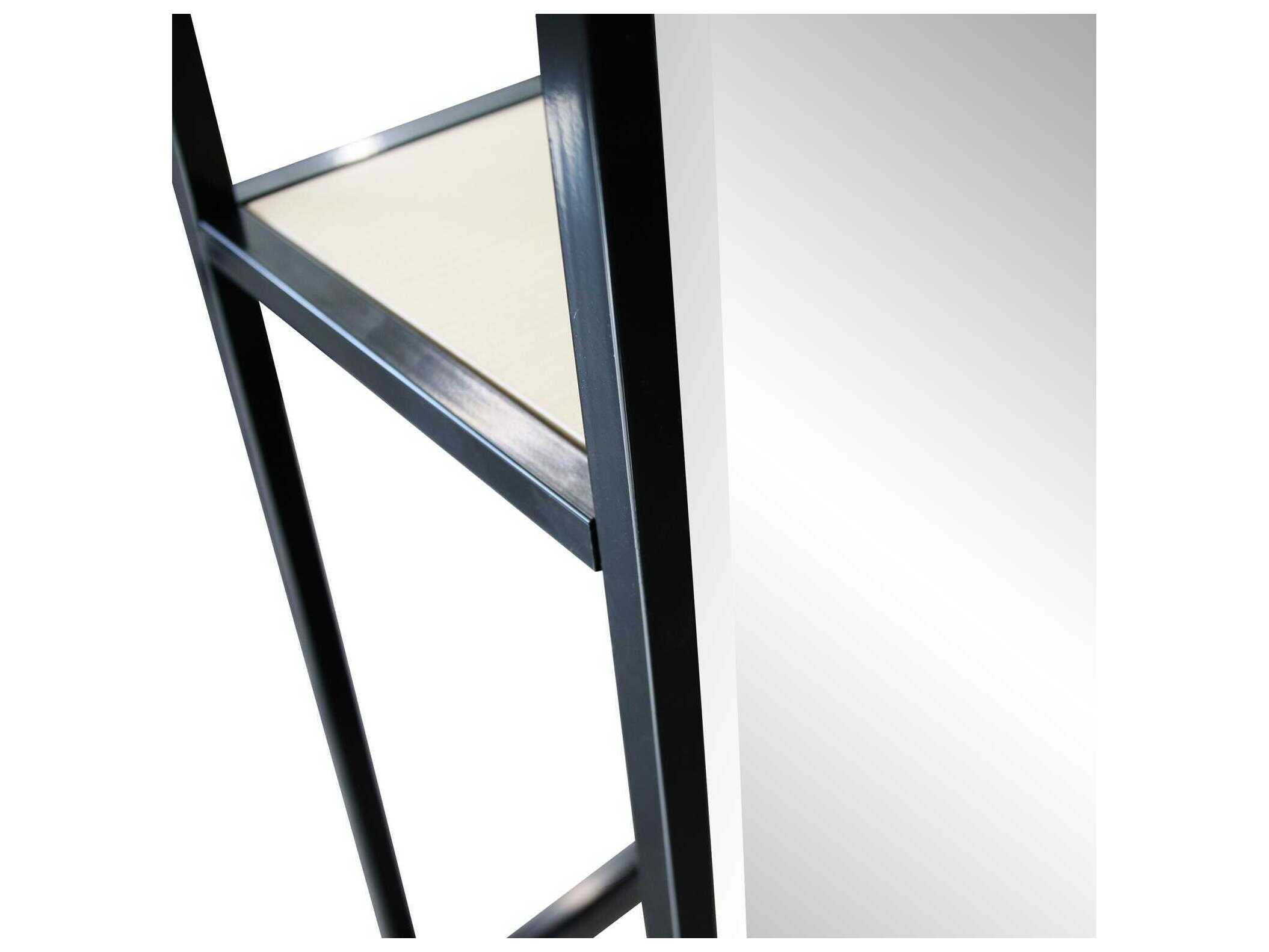 Howard Elliott O'Neill Multi Functional Matte Black Rectangular Floor Mirror