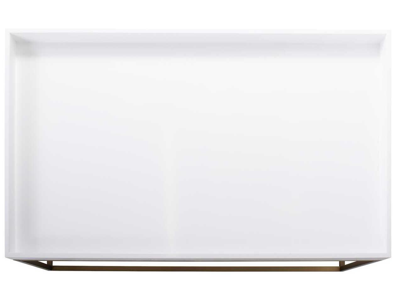 Howard Elliott Lyndhurst Rectangular Wood White Brass Coffee Table