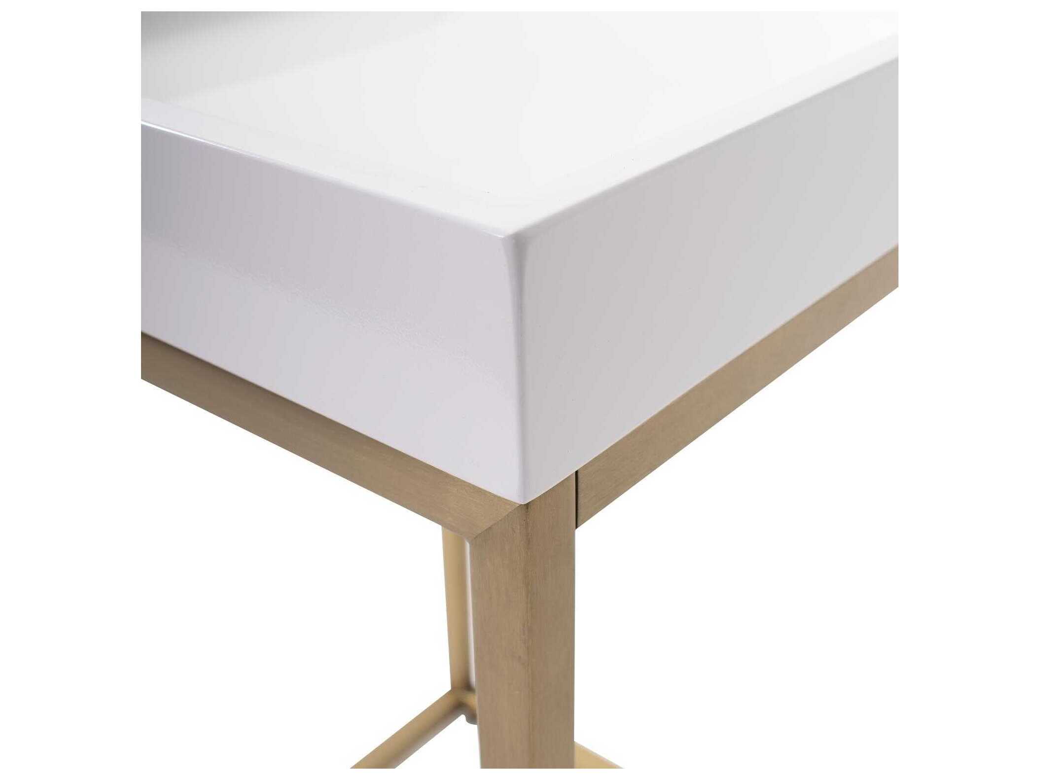 Howard Elliott Lyndhurst Rectangular Wood White Brass Coffee Table