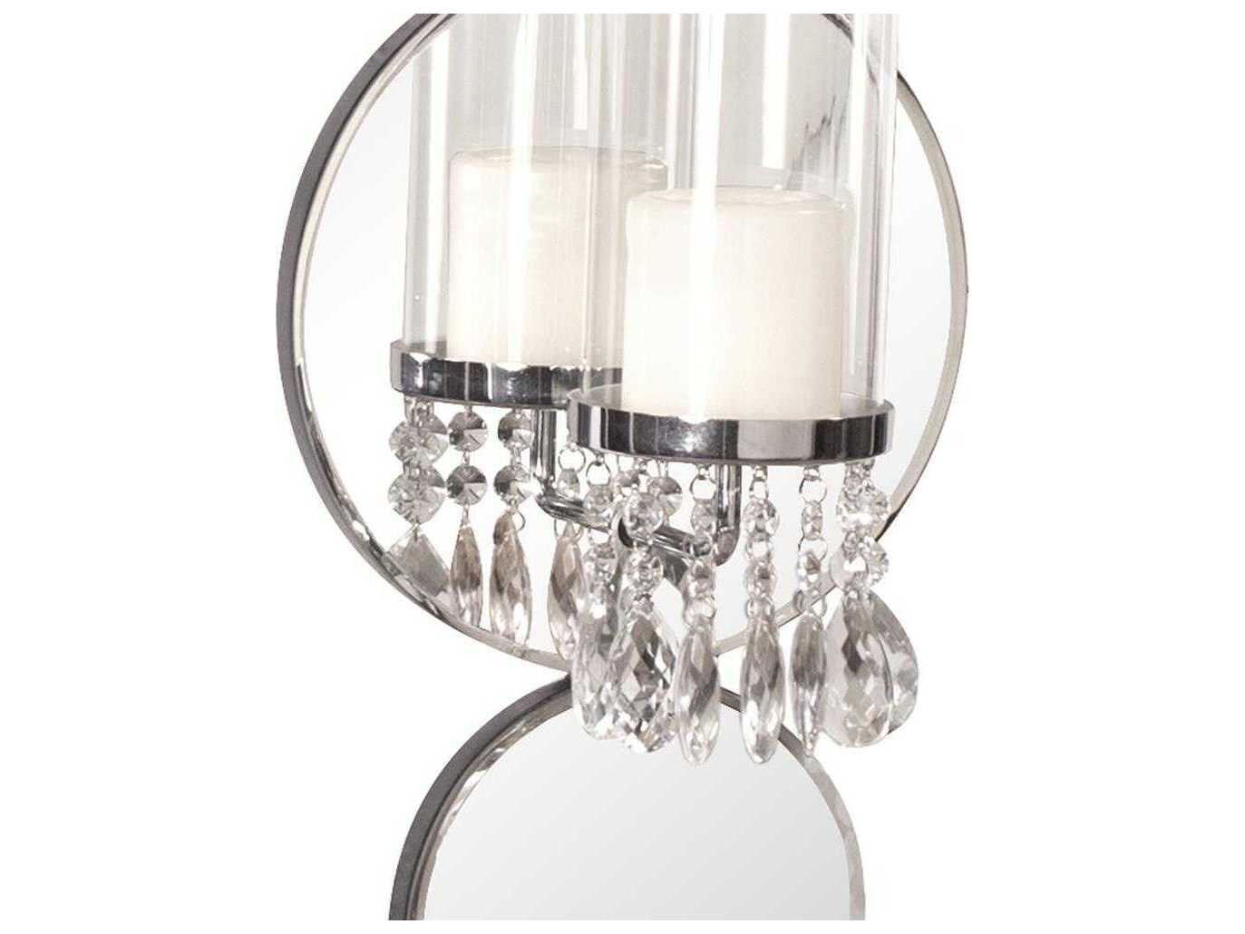 Howard Elliott Mirrored Silver Candle Holder